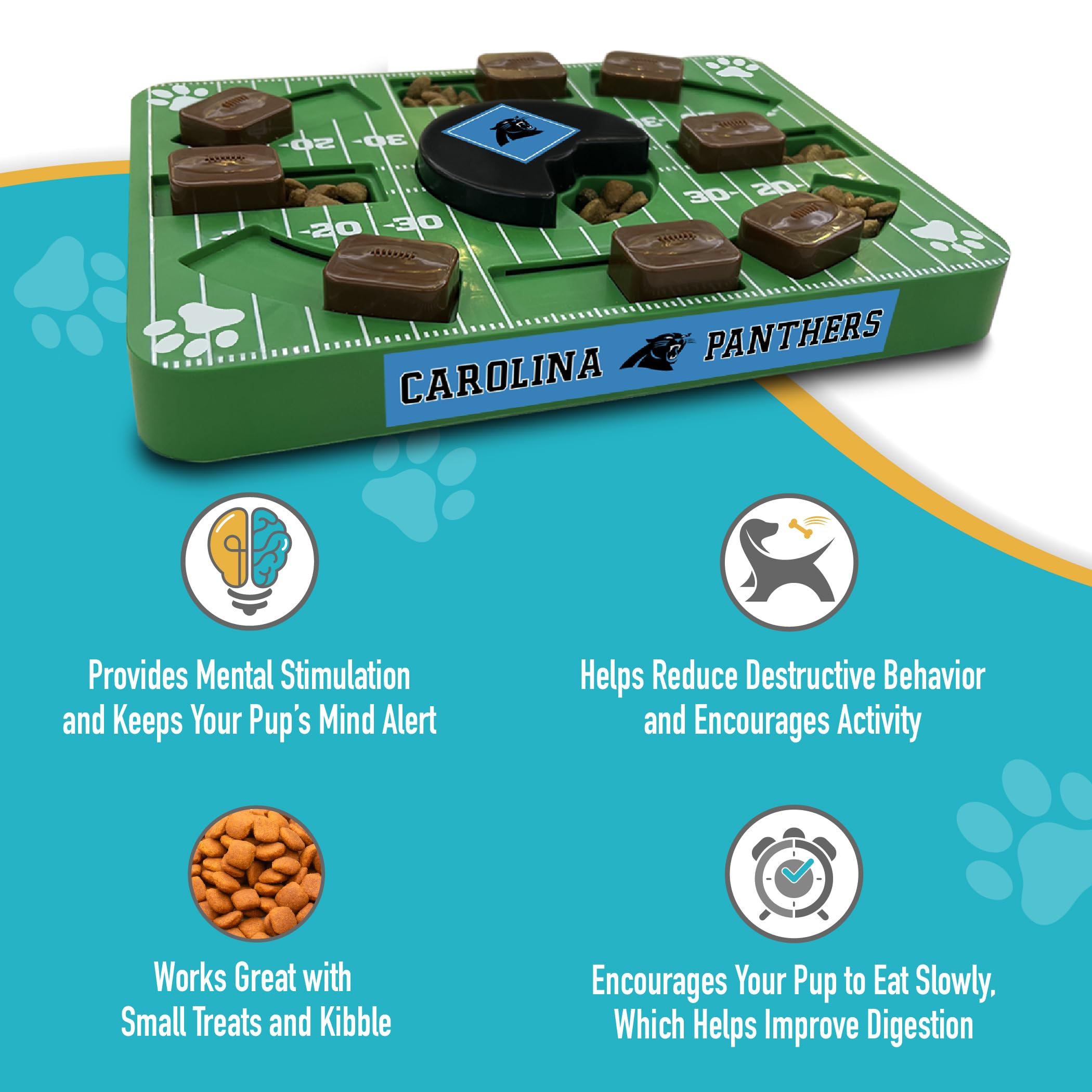 Pets First Nfl Carolina Panthers Puzzle Toy, Puzzle Treat Dog Toy, Interactive Dog Treat Toy, Dog Puzzle