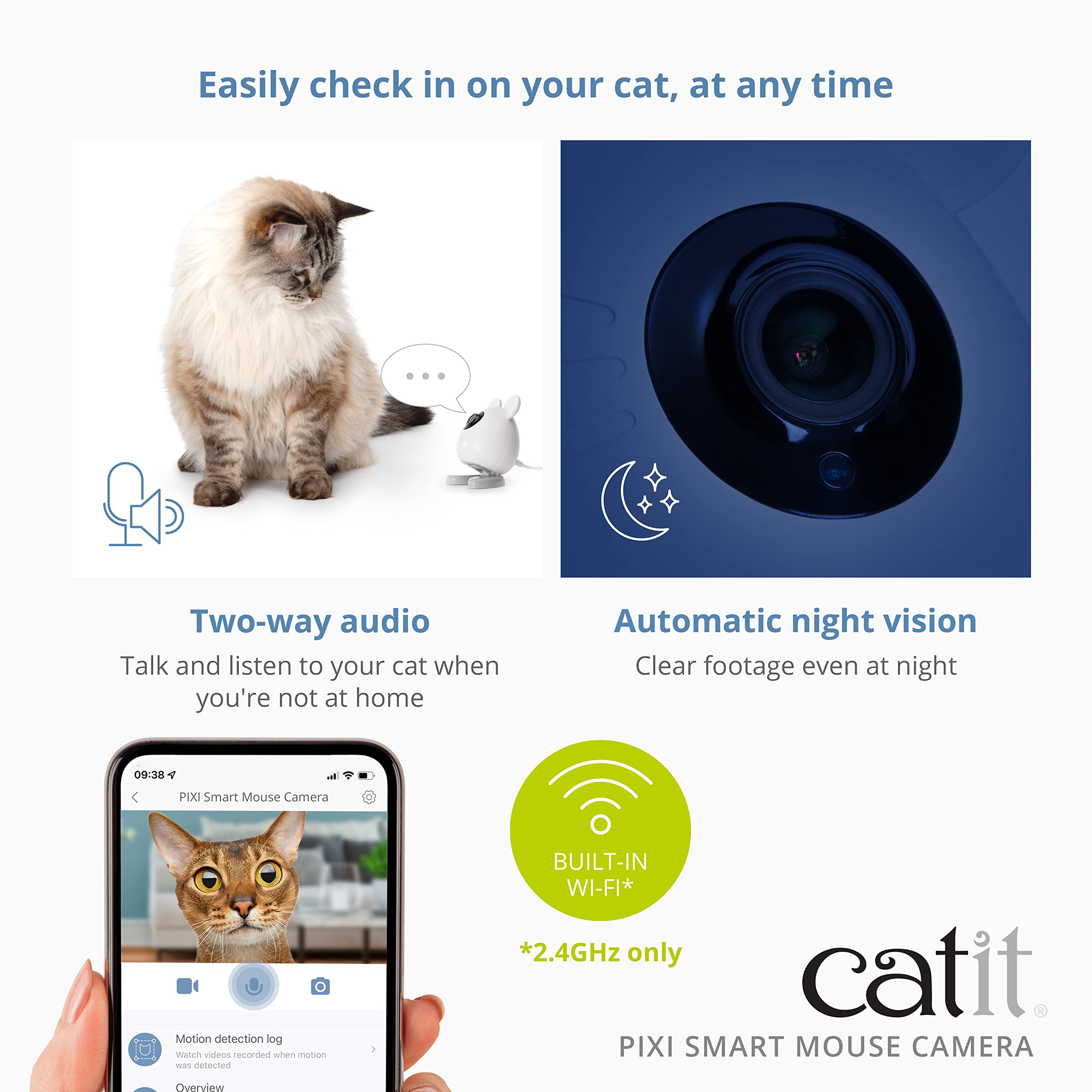 Catit Pixi Smart Mouse Camera, App-Controlled Pet Camera For Cats