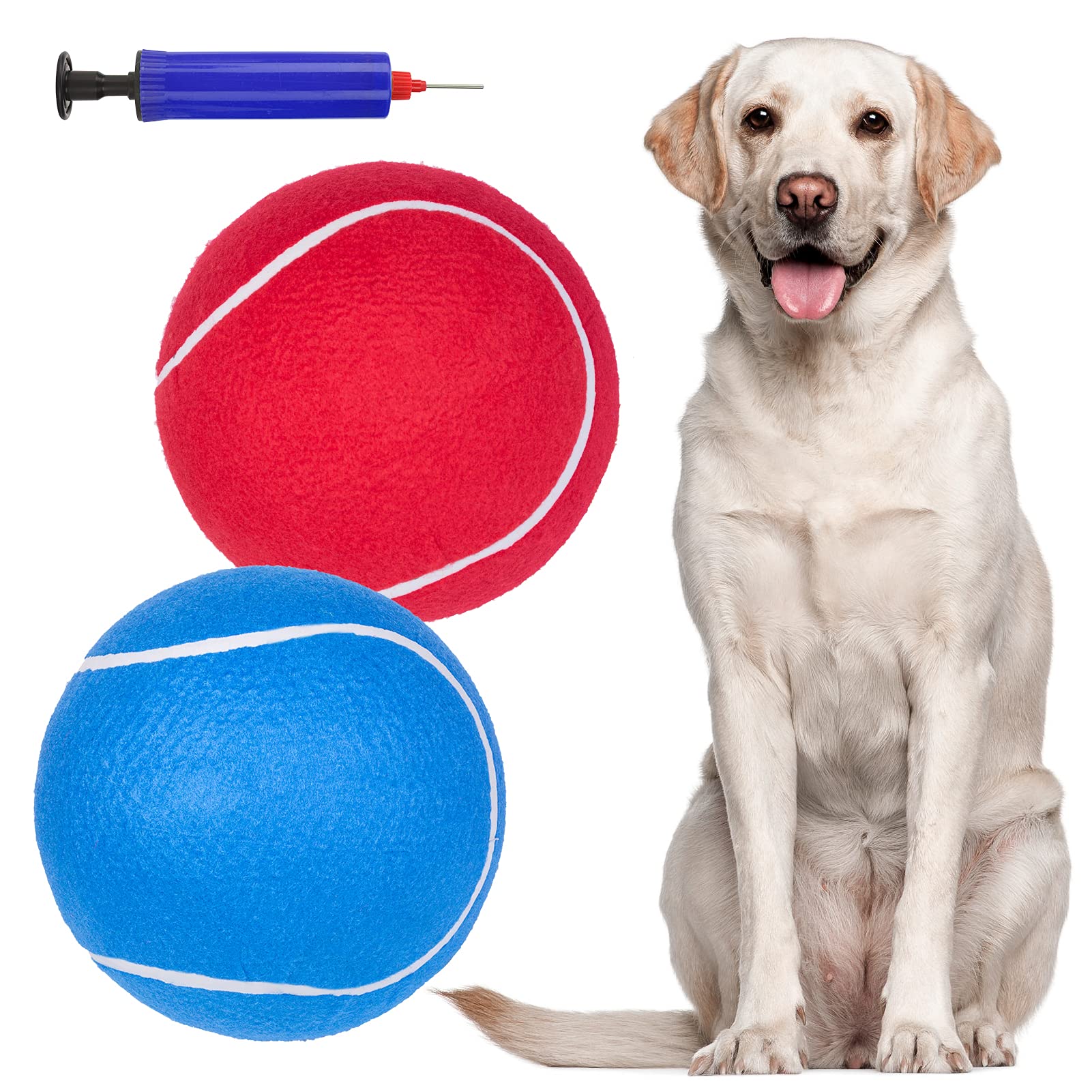 Expawlorer Dog Toy Ball-9.5''Giant Tennis Balls For Dogs, Christmas Dog Toy Balls, Interactive Large Tennis Balls For Dogs With Inflating Needles For Training Playing Sports
