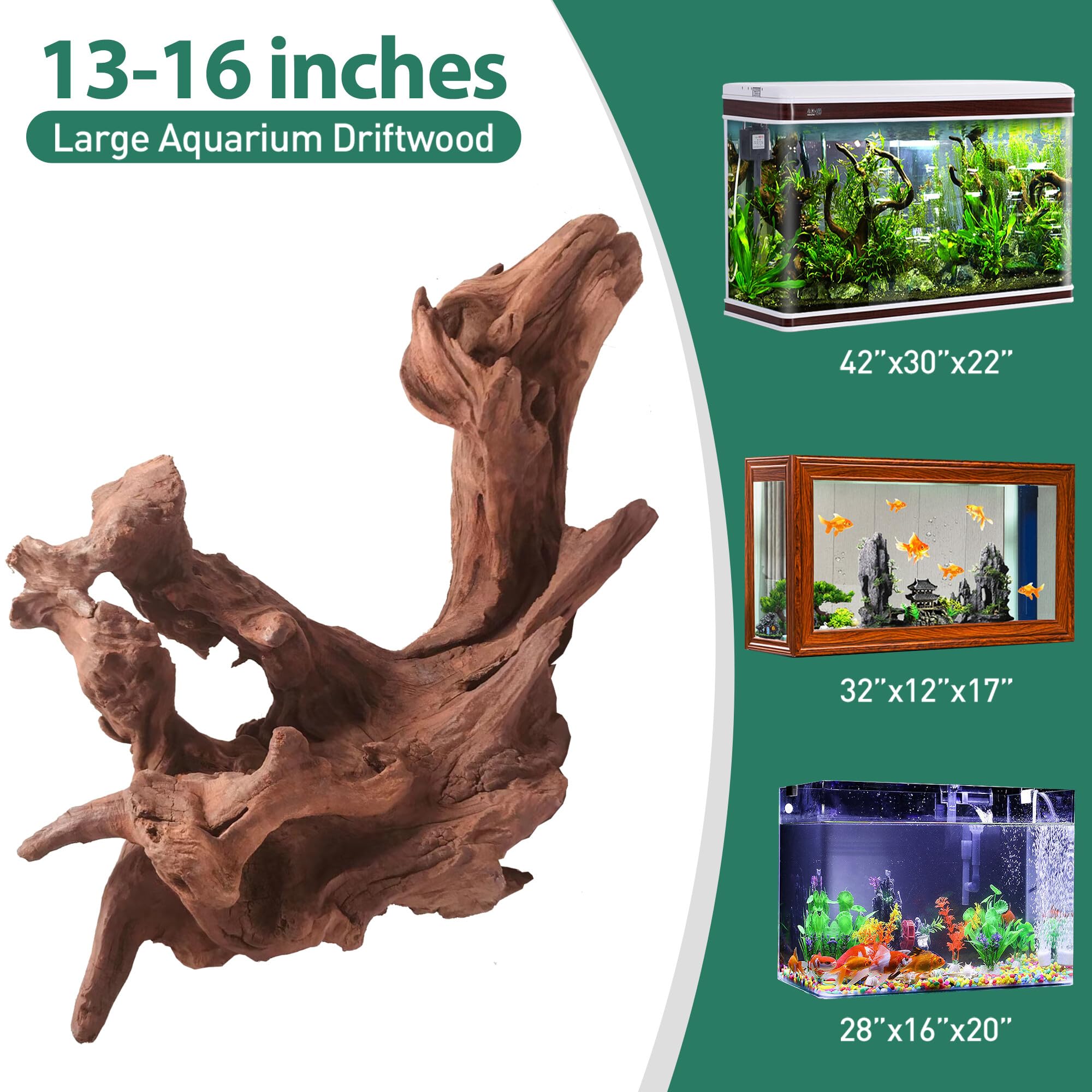 WDEFUN Natural Driftwood for Aquarium Decor, 13-16 Inch Assorted Branches, Perfect for Reptile & Fish Tanks