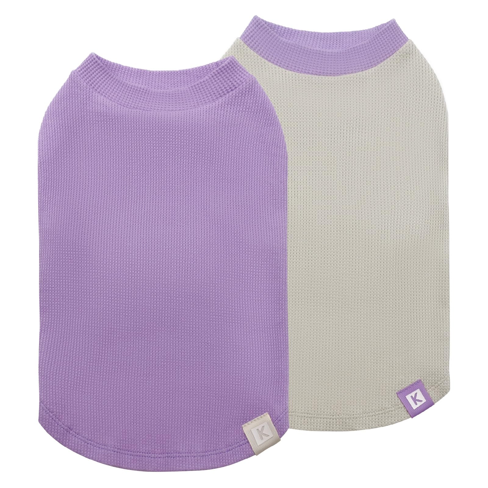 Kyeese 2Pack Dog Shirts Waffle For Small Dogs, Stretchy And Comfortable Dog T-Shirts, Lightweight Sleeveless Tank Top, Breathabl
