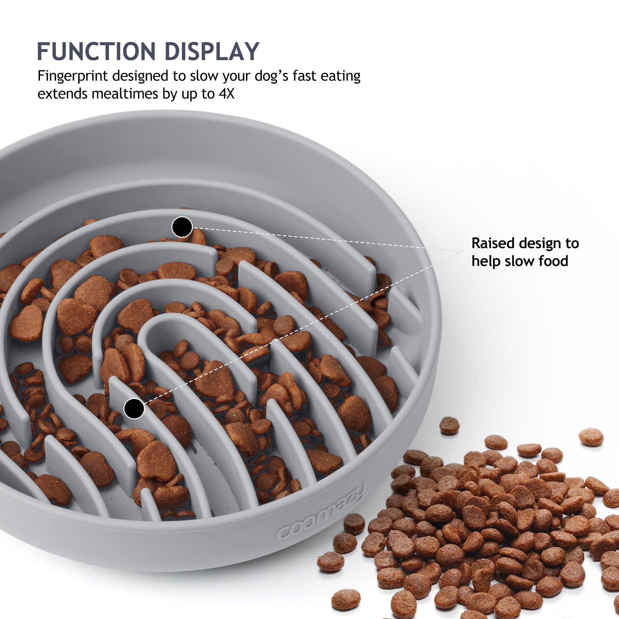 Coomazy Large Silicone Slow Feeder Dog Bowls, Interactive Puzzle Toy for Pets Food Training, Keeps Dogs Busy, Prevents Puppy Ove