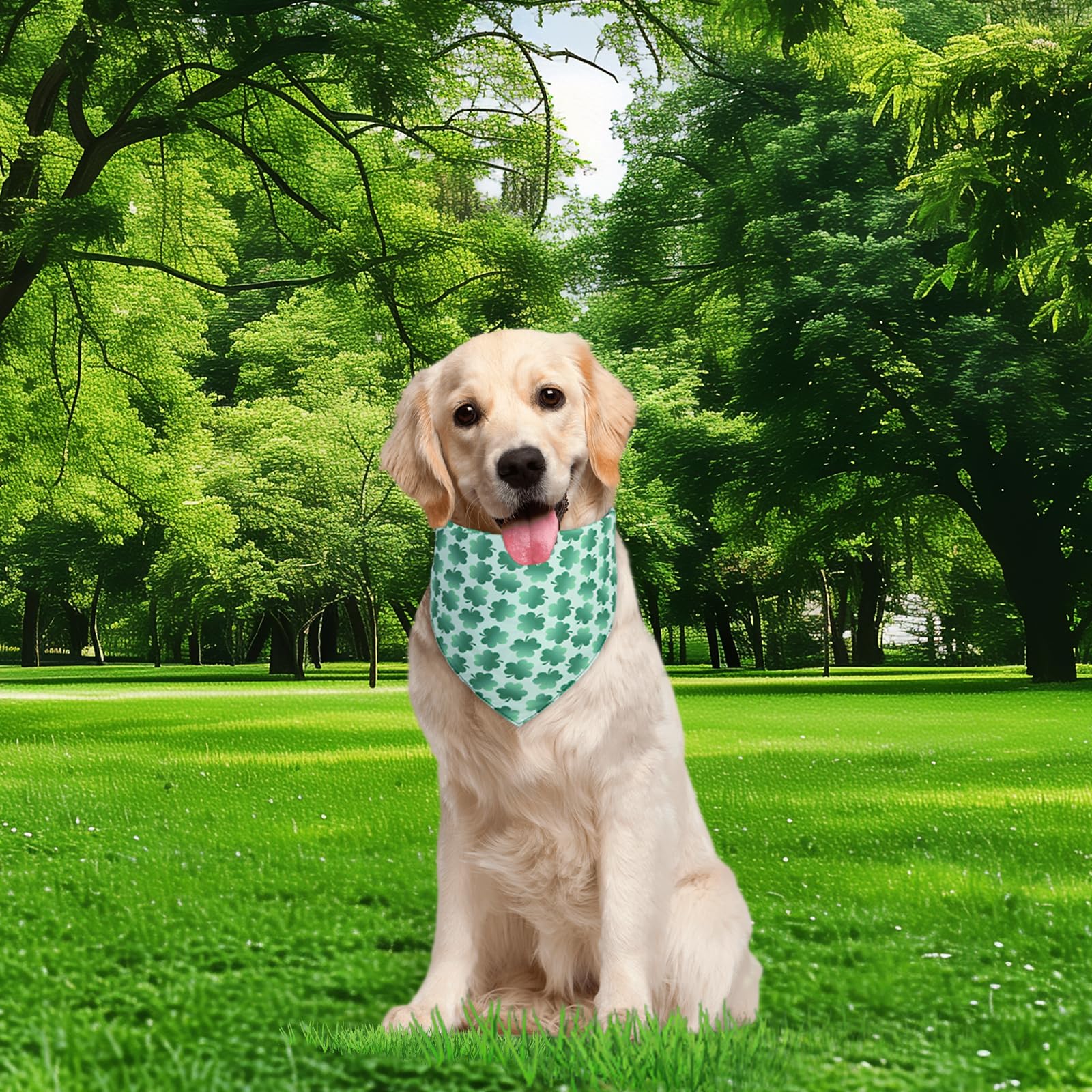 QUQULE St. Patrick's Day Dog Bandana XLarge 1PCS, Green Scarf for Boy and Girl, Durable Triangle Reversible Bibs Handkerchief fo