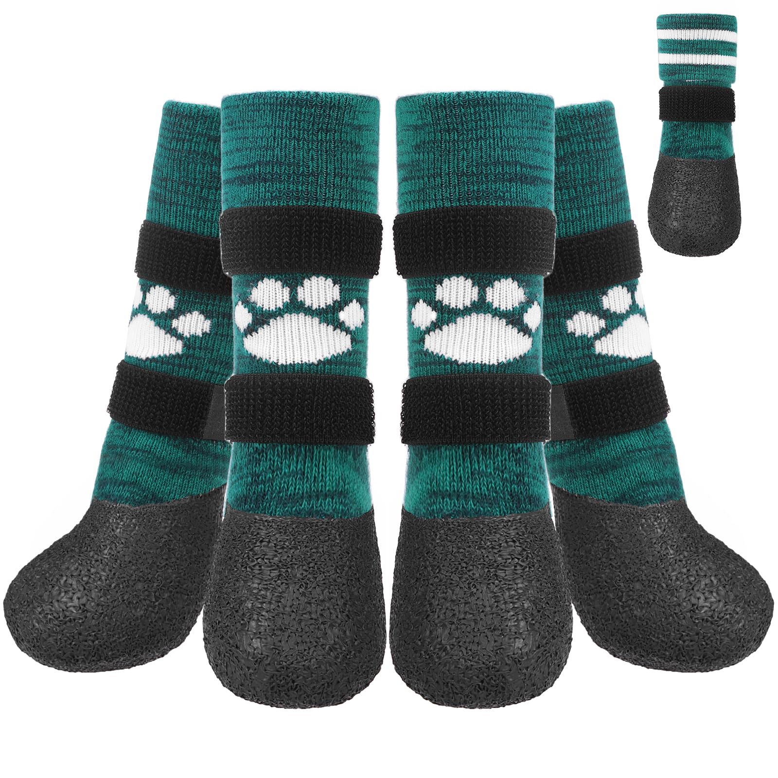 KOOLTAIL Anti Slip Dog Socks to Prevent Licking Paws for Hot/Clod Pavement, Waterproof Long Snow Dog Boots&Paw Protector with St