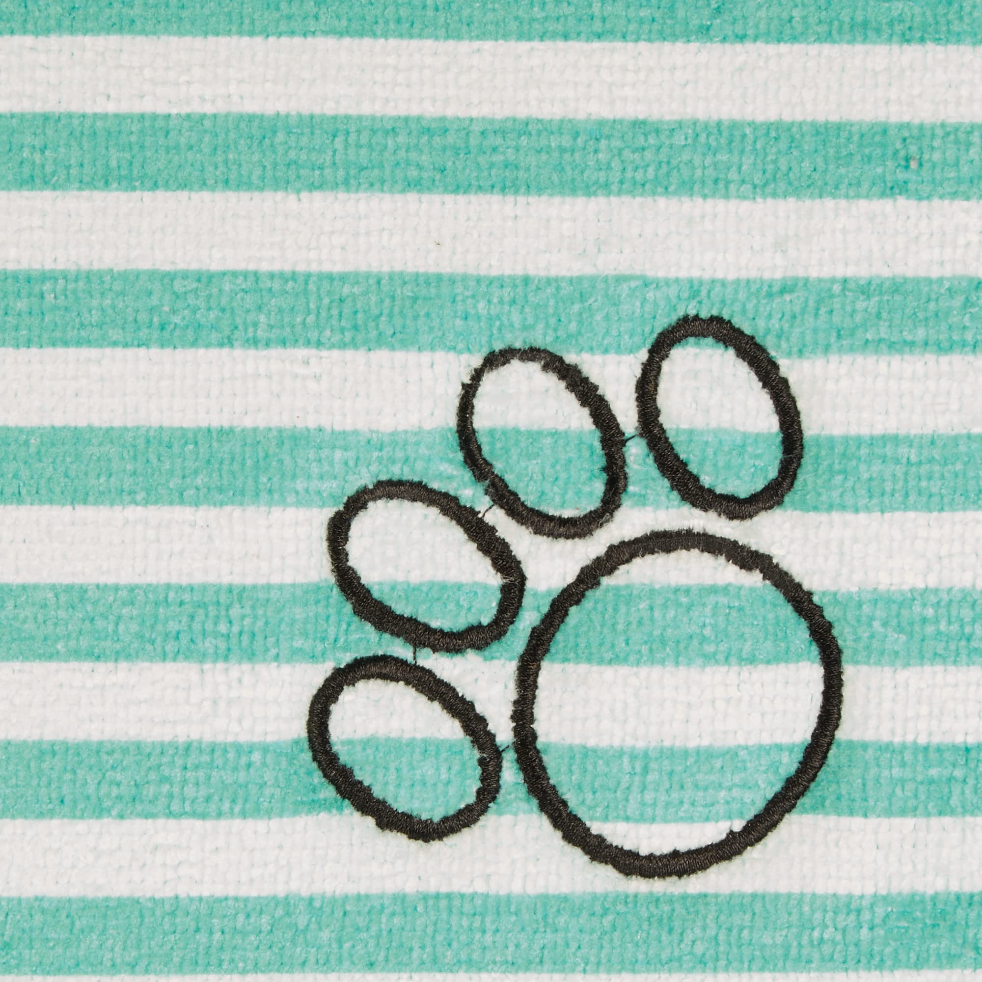 GREEN STRIPE EMBROIDERED PAW PET MAT SMALL