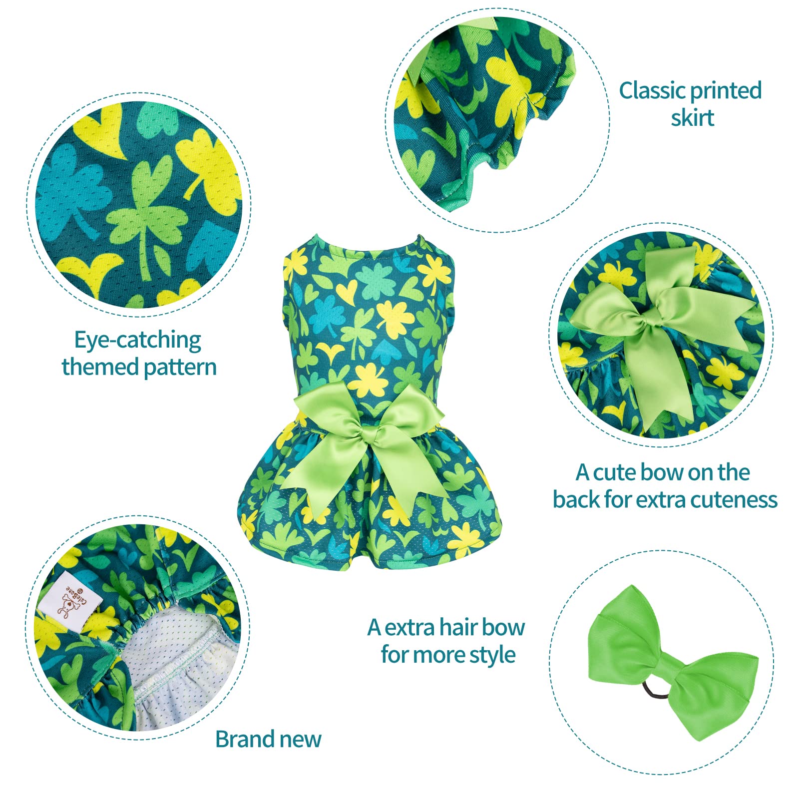 Cutebone Dog Mesh Dress St.Patrick'S Day Puppy Sundress Pet Outfit Summer Fashion For Small Dogs Girl Cat Clothes Bf07M