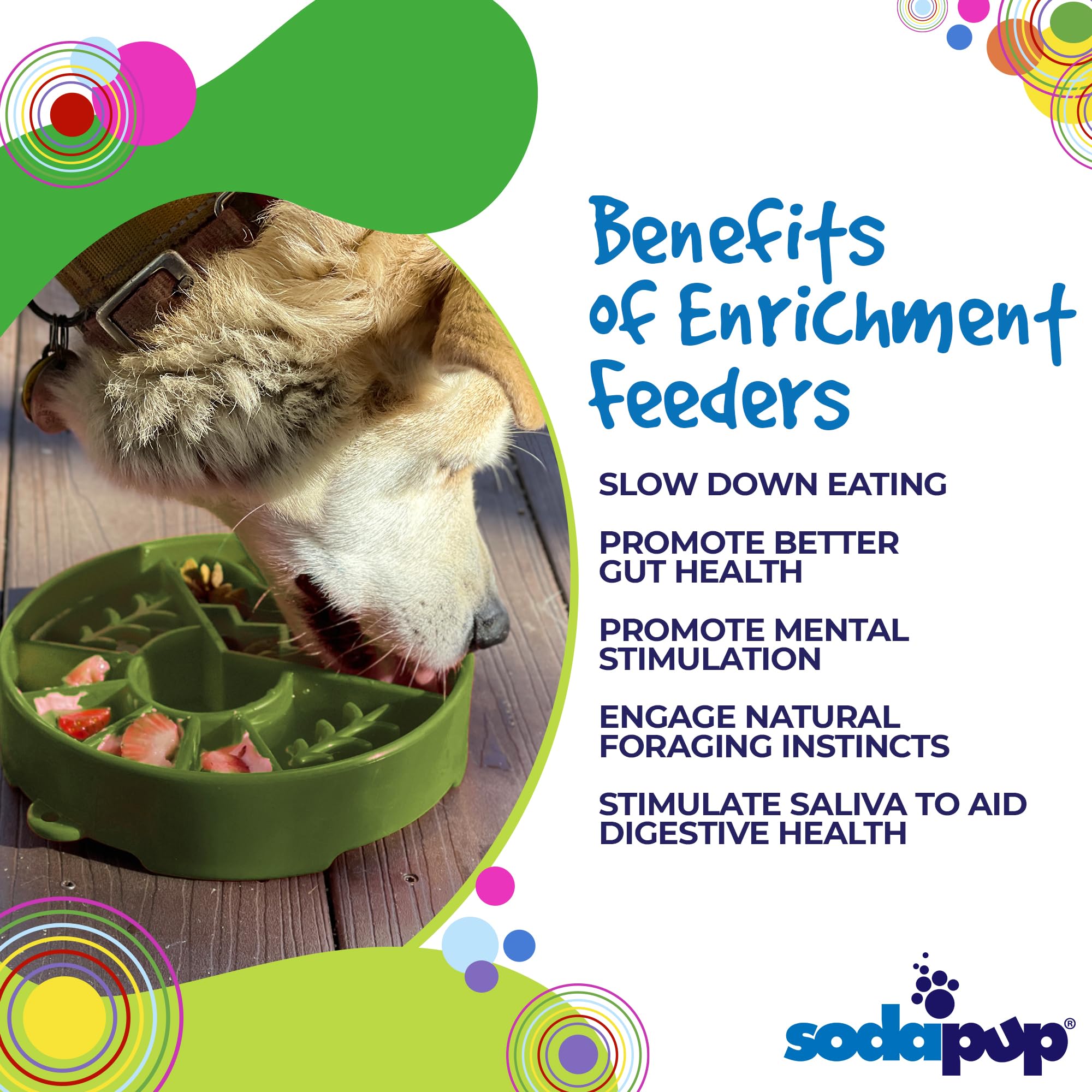SodaPup Great Outdoors Enrichment Bowl - Durable Slow Feeder Bowl Made in USA from Non-Toxic, Pet-Safe, Food Safe Material for M