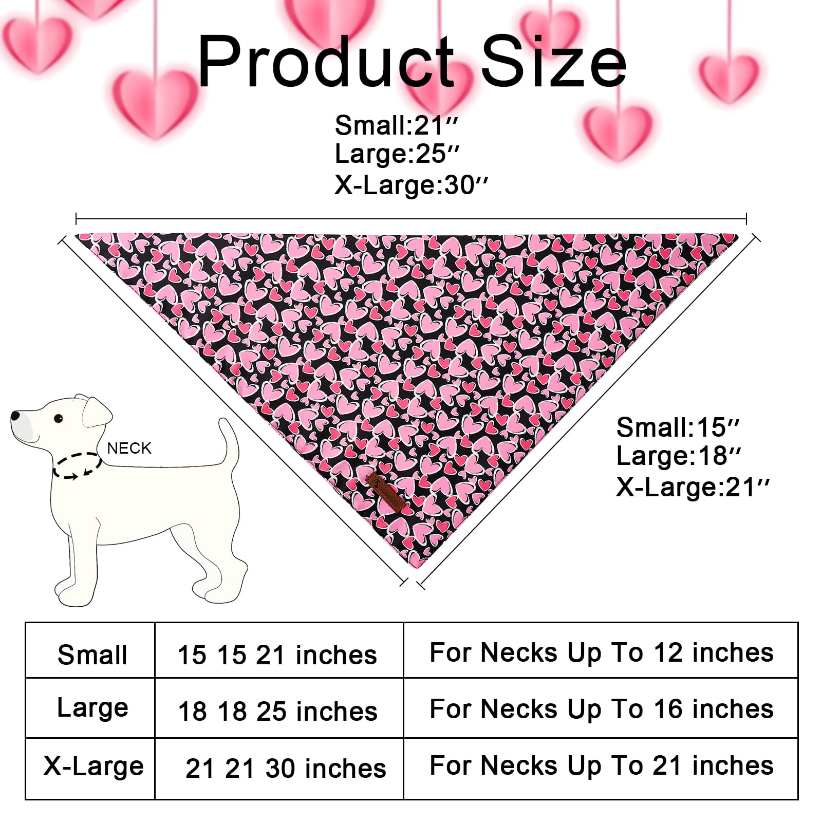 Dogwong Valentine'S Dog Bandanas 2 Pack, Triangle Reversible Love Heart Pet Scarf Durable Red Heart Holiday Bandana For Small An