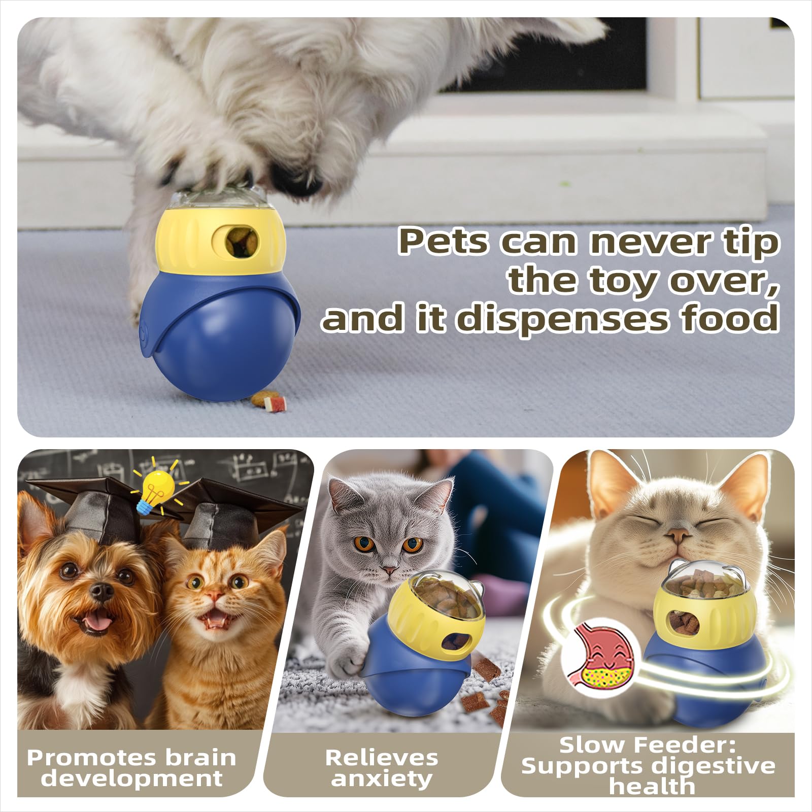 Majoxin Dog Interactive Toys Adjustable Food Dispenser Tough Slow Feeder Ball Treat Dispenser Dog Toys Puzzles Feeder for Small
