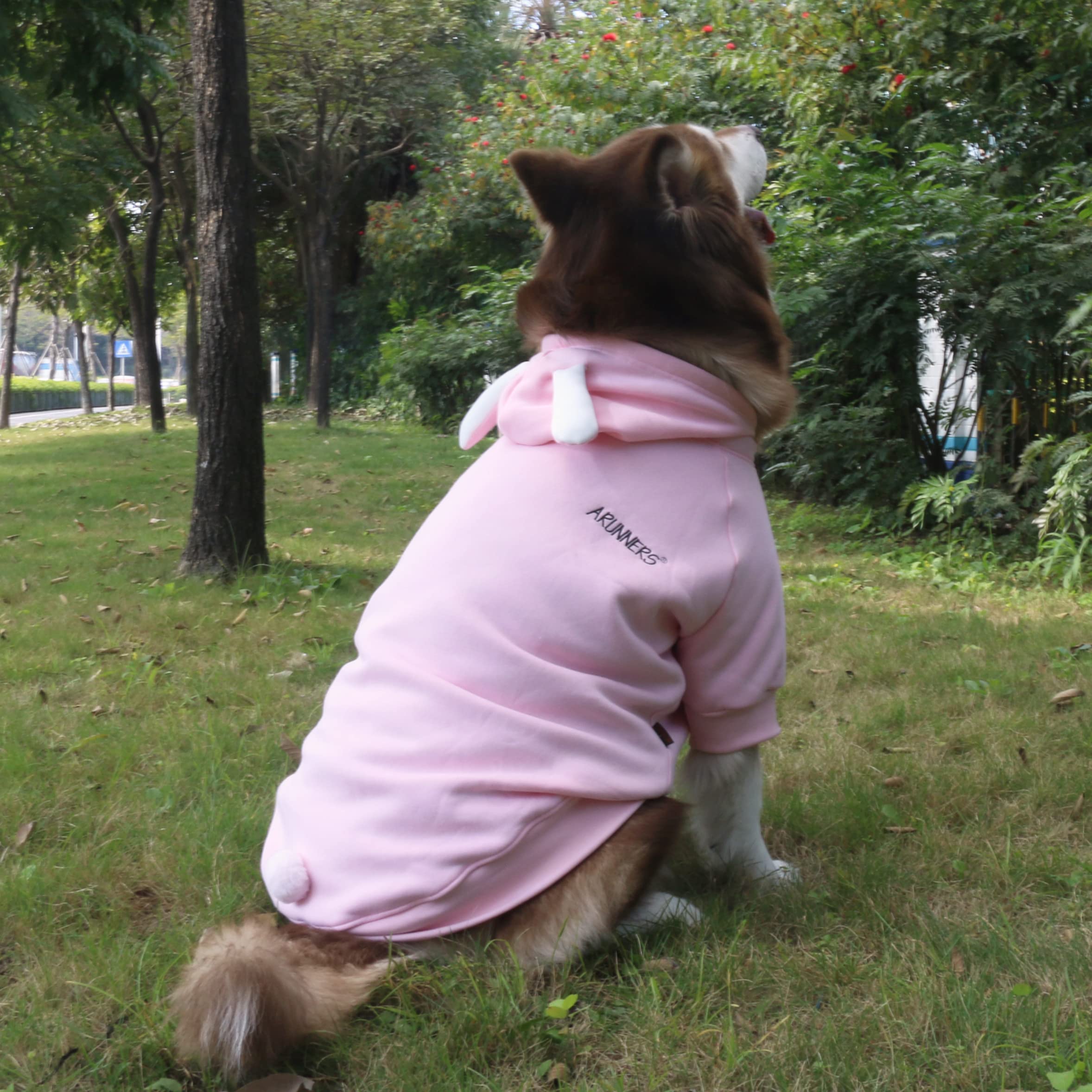 Arunners Extra Large Dog Bunny Costumes Rabbit Hoodies Clothes For Easter Day Halloween Labrador Rottweiler Great Dane, Pink, 7X