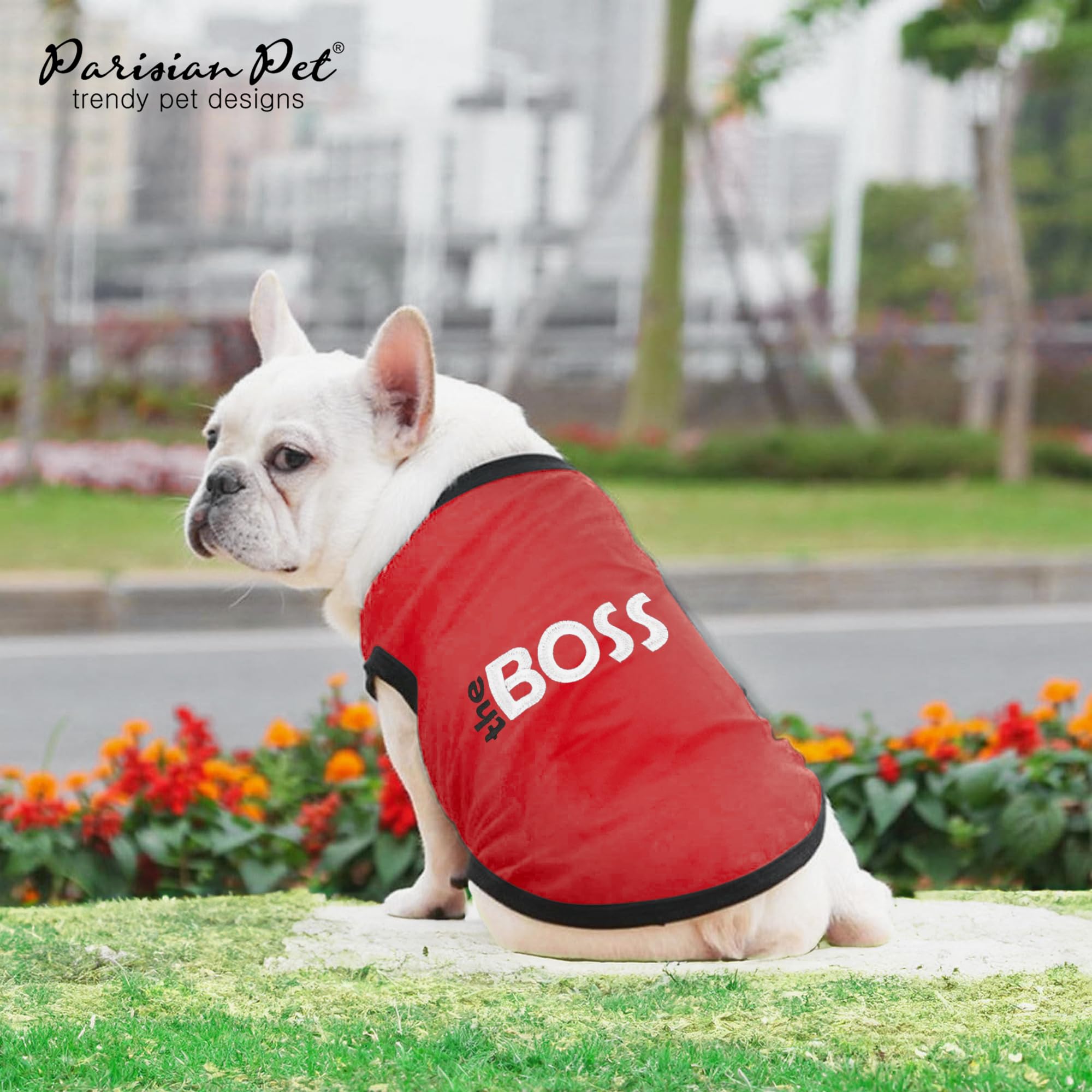 Parisian Pet Dog T-Shirt With Embroidered 'The Boss' Word - Lightweight Dog Clothes - Sleeveless Dog Outfit Boss - Dog Shirt For Large Dogs, 2Xl