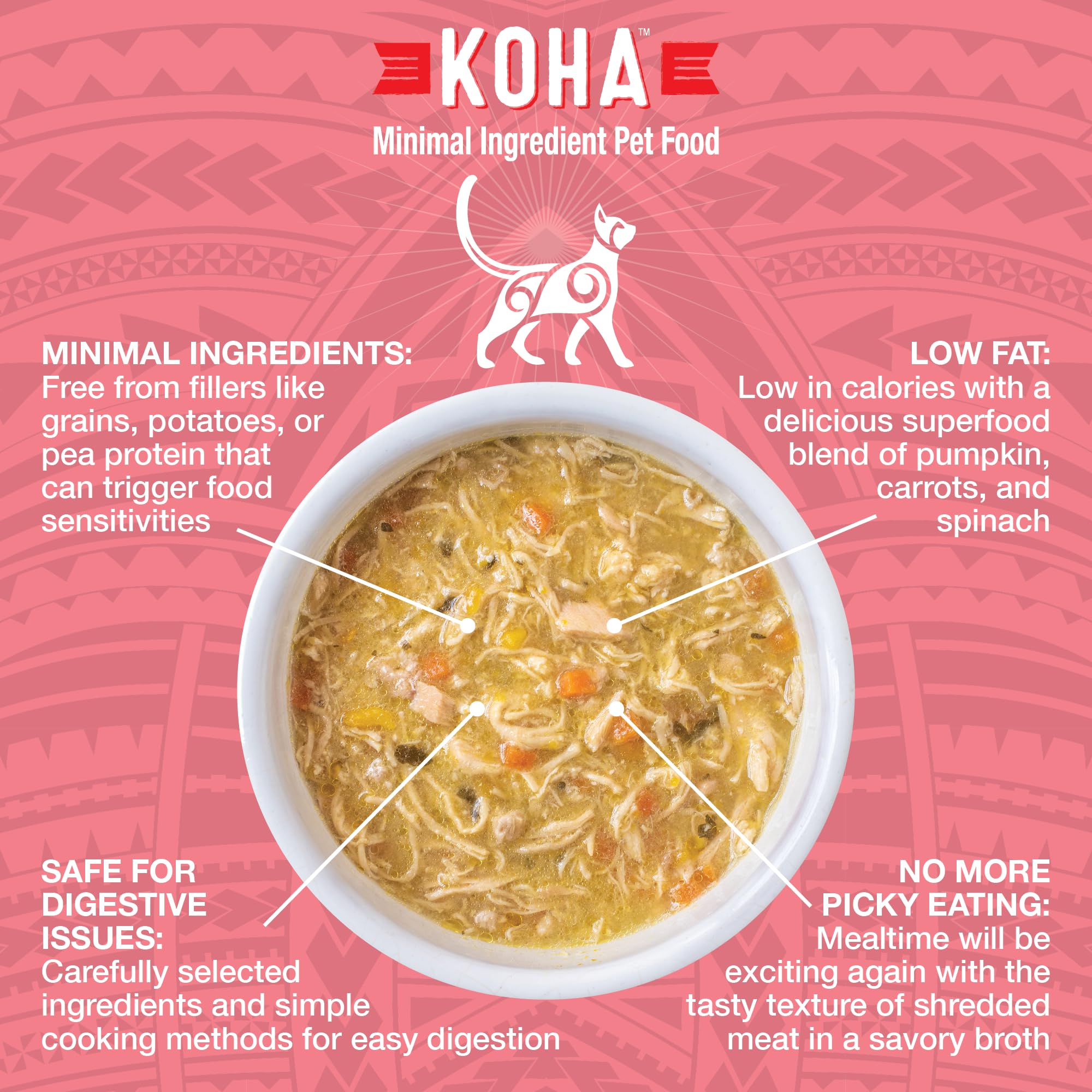 KOHA Pure Shreds Chicken and Salmon Entr  e for Cats, High Protein Wet Cat Food, 2.8oz Cans (Pack of 24)