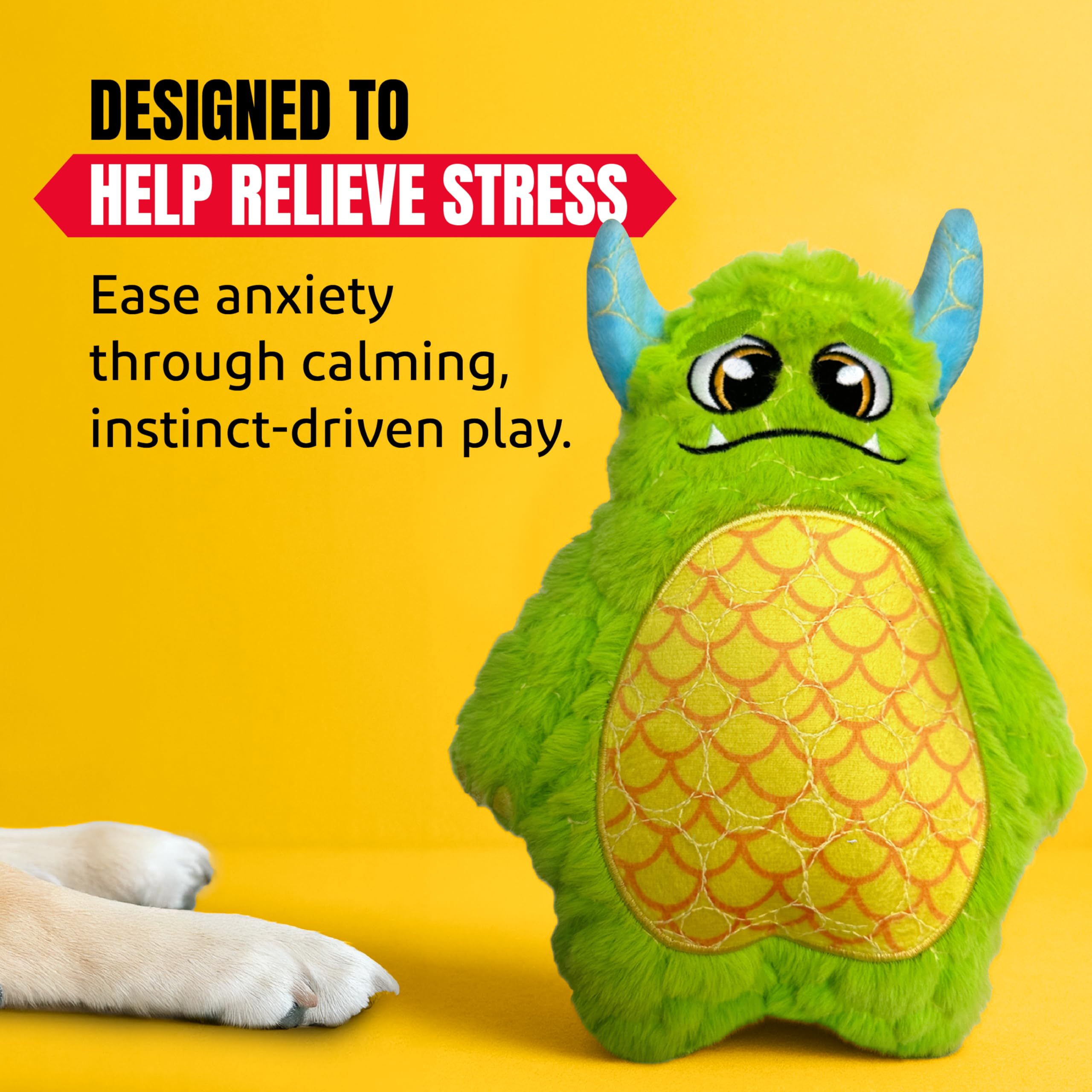 Bite Force Dog Toy - Drizzle & Dollop Squeaky Dog Toy Kevlar-Reinforced for Aggressive Chewers- red and Yellow.