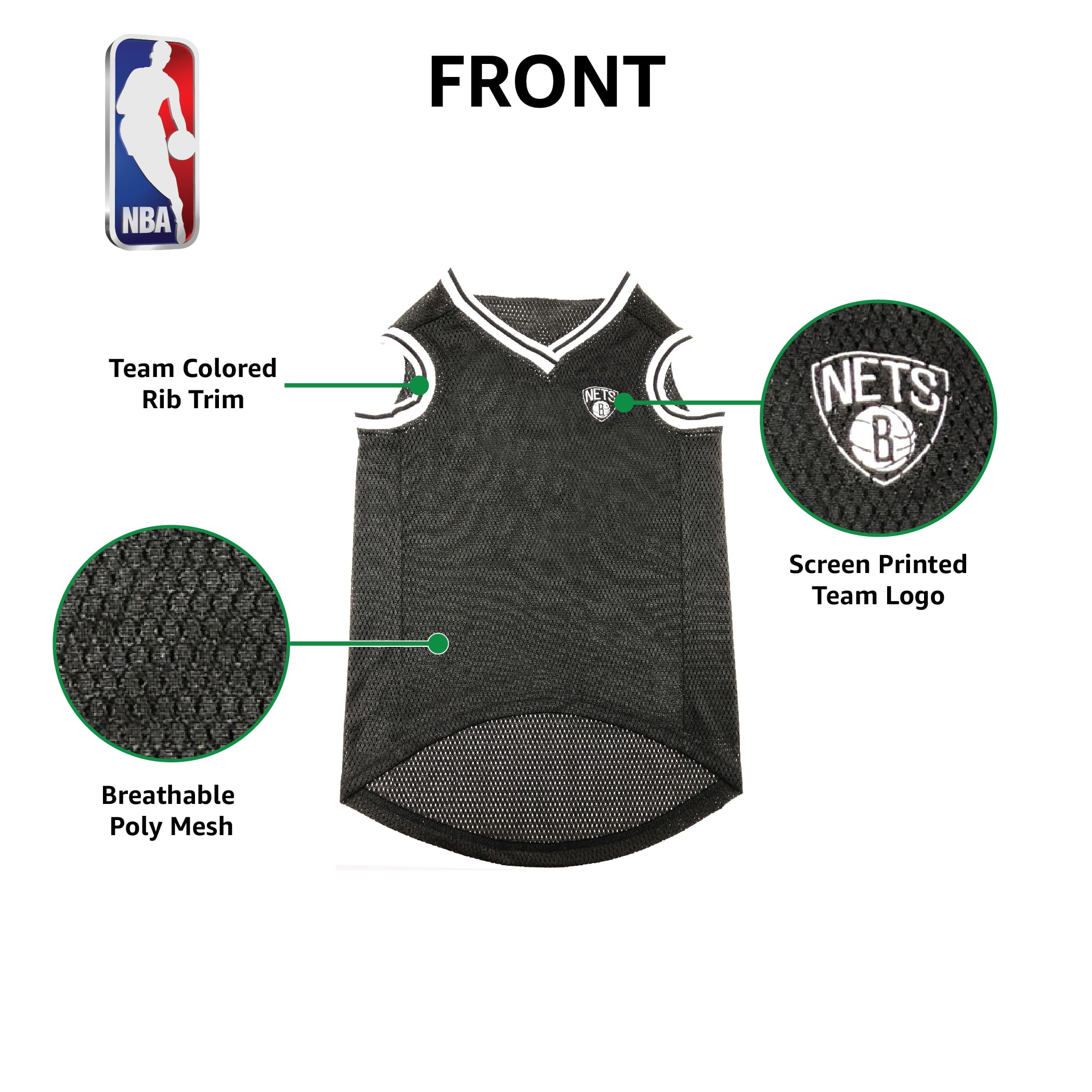NBA PET Jersey Brooklyn NETS Basketball Dog Jersey, Medium. Best Licensed Basketball Jersey for The Real Four-Legged Fan!