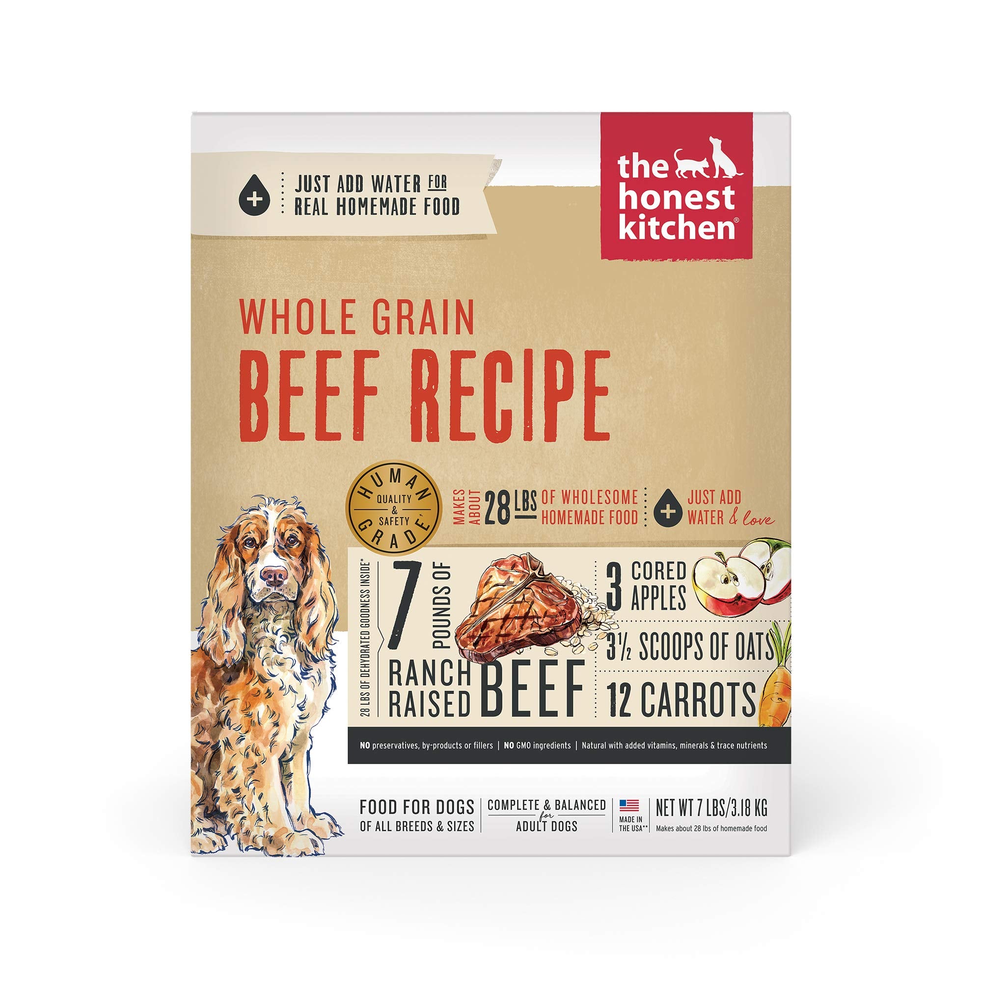The Honest Kitchen Dehydrated Whole Grain Beef Dog Food, 7 lb Box, 7.00 Pound (Pack of 1)