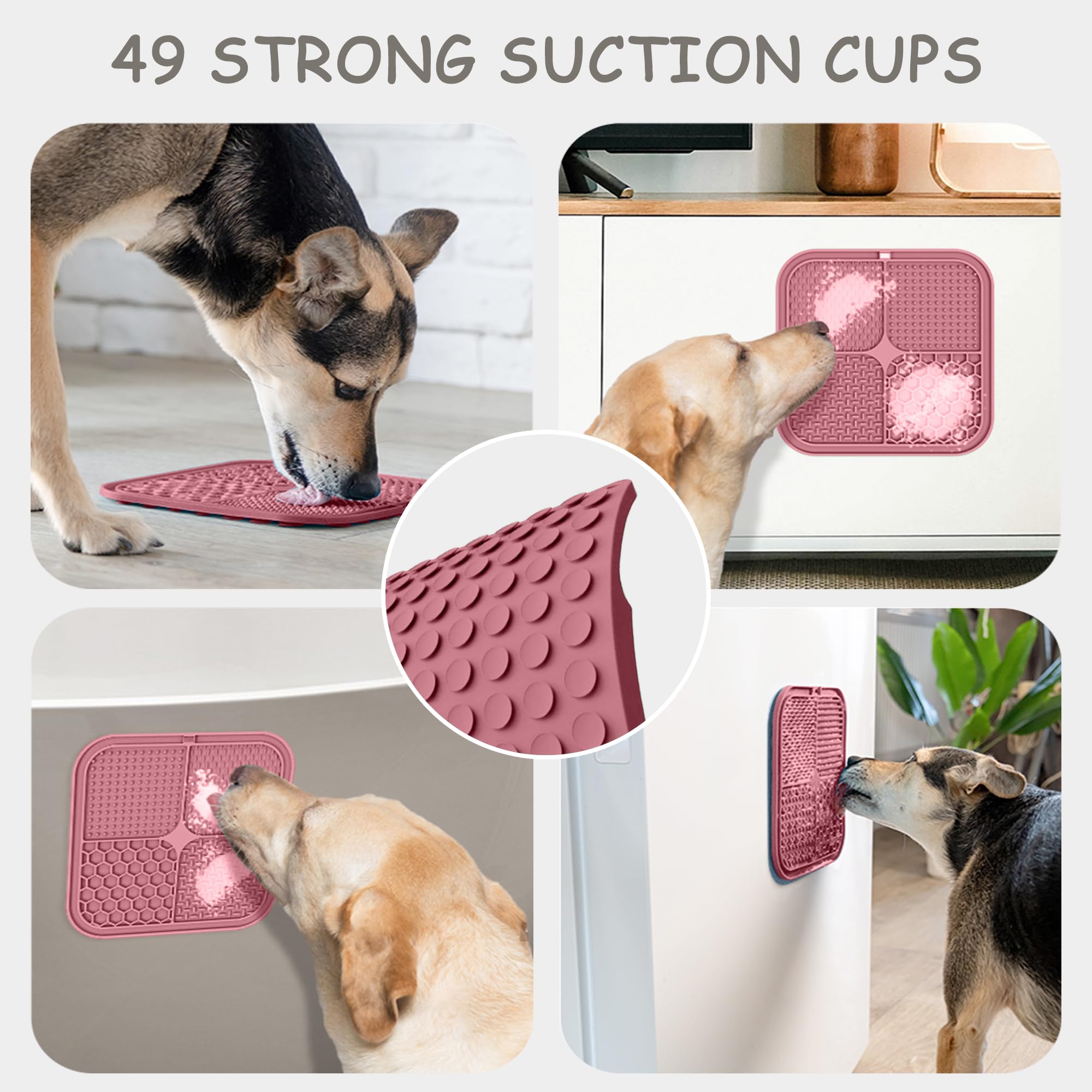 Chefaide 2 Pack Lick Mat For Dogs,Cats,Upgraded 8.5  8.5 Inches Licking Mats With Suction Cups,Slow Feeder Licking Pad For Anxie