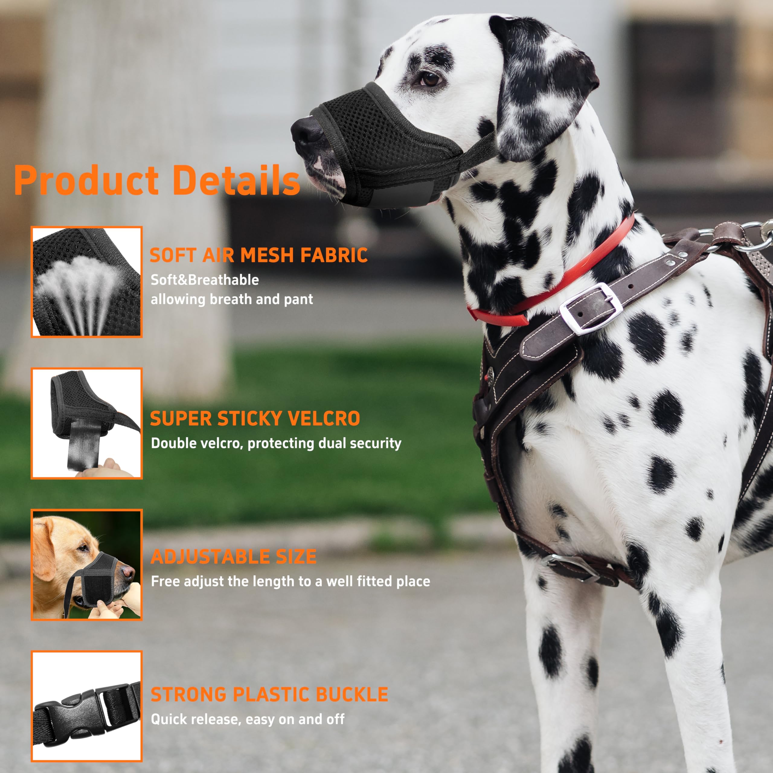 Seyezo Dog Muzzle, Soft Breathable Muzzle For Small Medium Large Dogs, Air Mesh Nylon Muzzle Cover Prevent Biting Barking Chewin