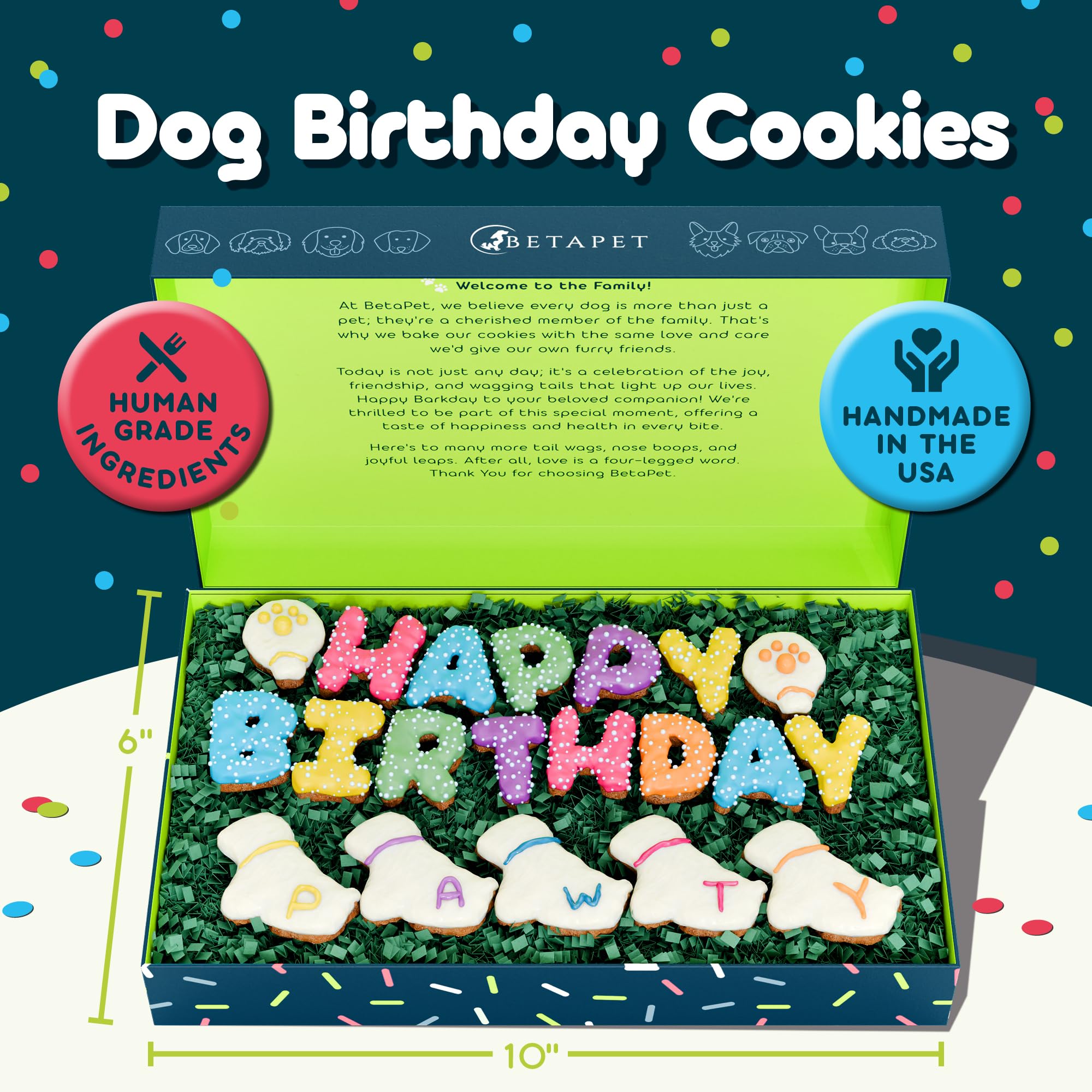 Dog Birthday Cookies - Treats for Dogs at Any Age - Made With Human-Grade Ingredients - Happy Bday Cookies for Boy or Girl Puppy