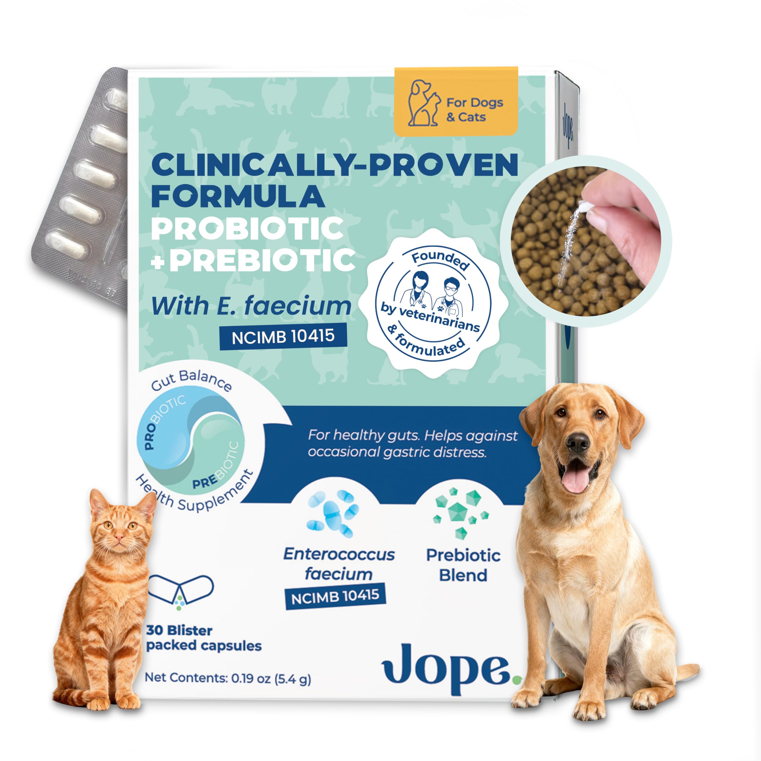 Jope Synbiotic GB-01 - Prebiotics and Probiotics for Dogs & Cats - Clinically Proven Formula - Vet Formulated for Gut Health, St