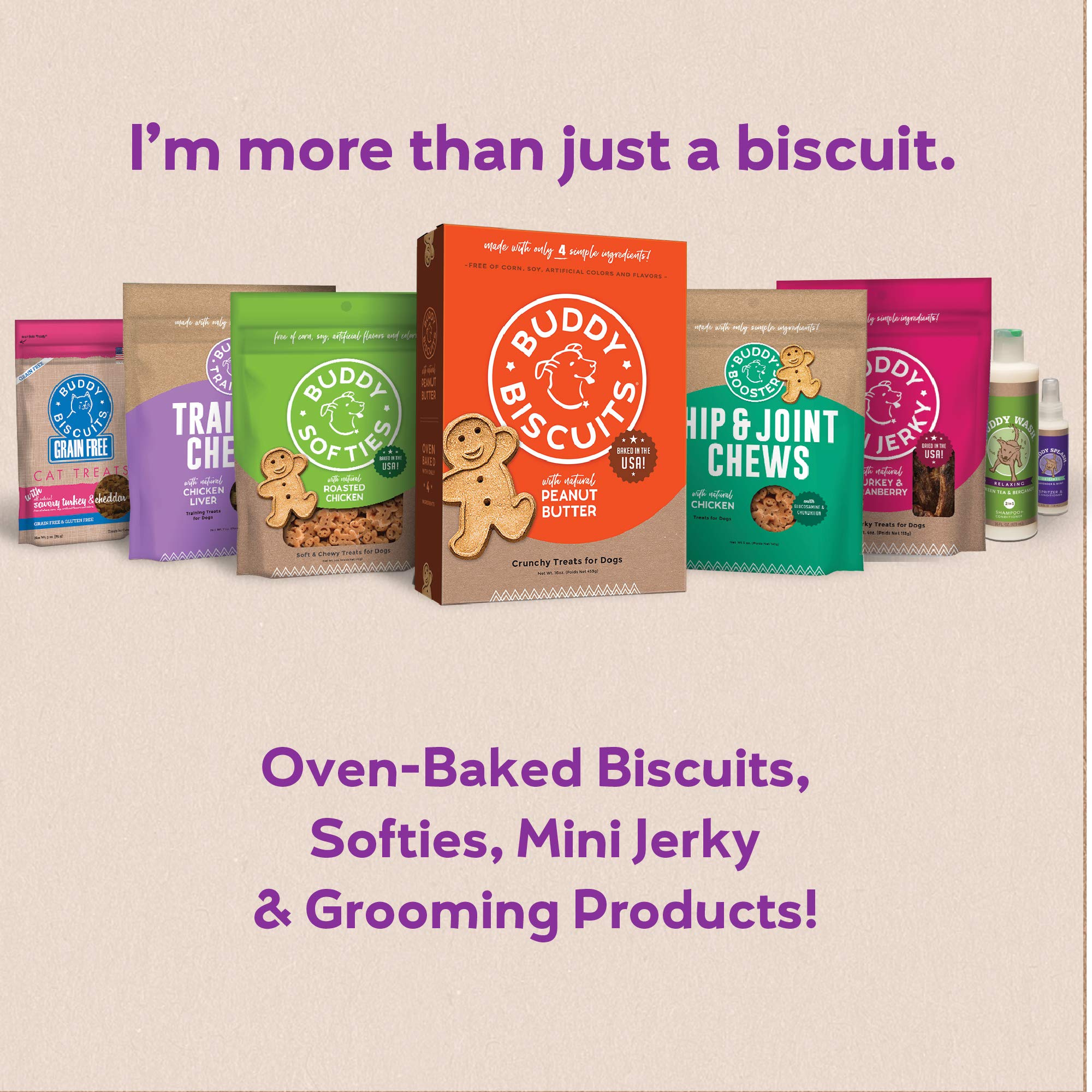 Buddy Biscuits 16 oz. Box of Crunchy Dog Treats Made with Assorted Flavors of Roasted Chicken, Grilled Beef, and Sharp Cheddar