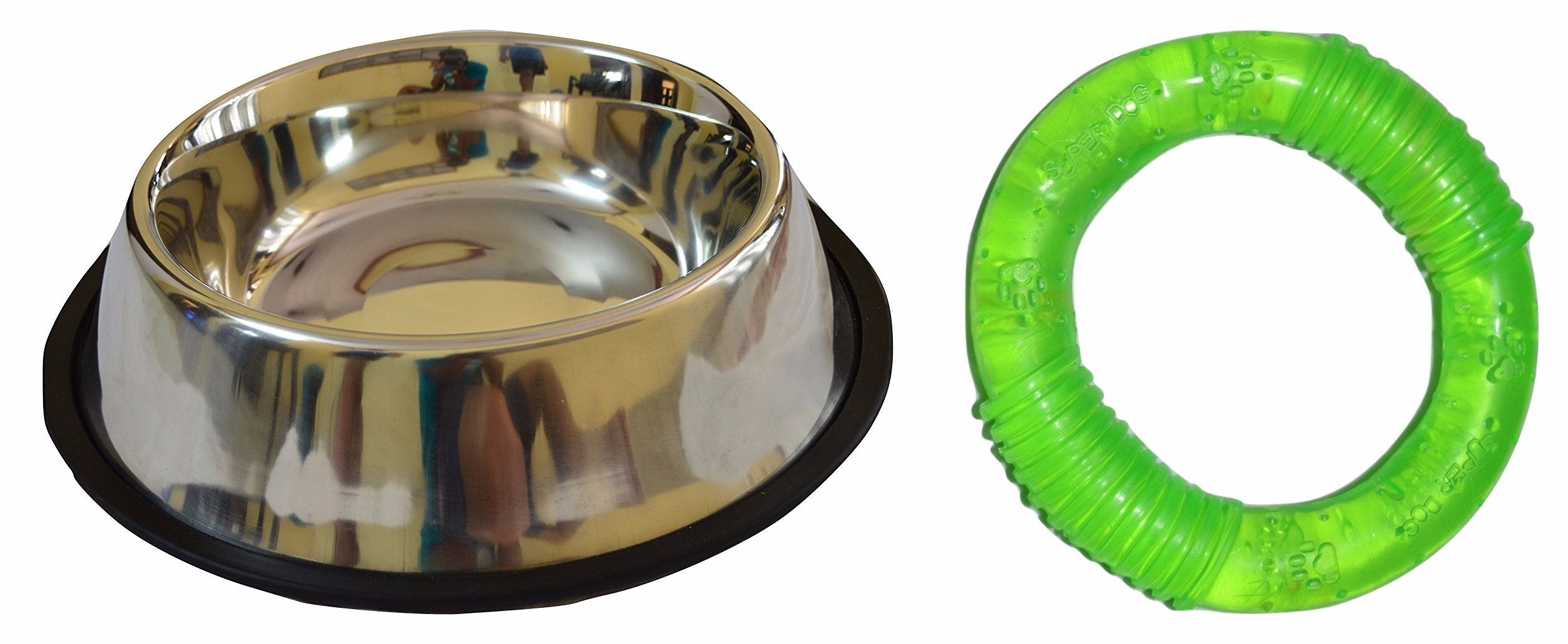 Foodie Puppies Stainless Steel Anti Skid Dog Bowl/Pet Bowl Plain  Medium With Free Superdog Chew Toy