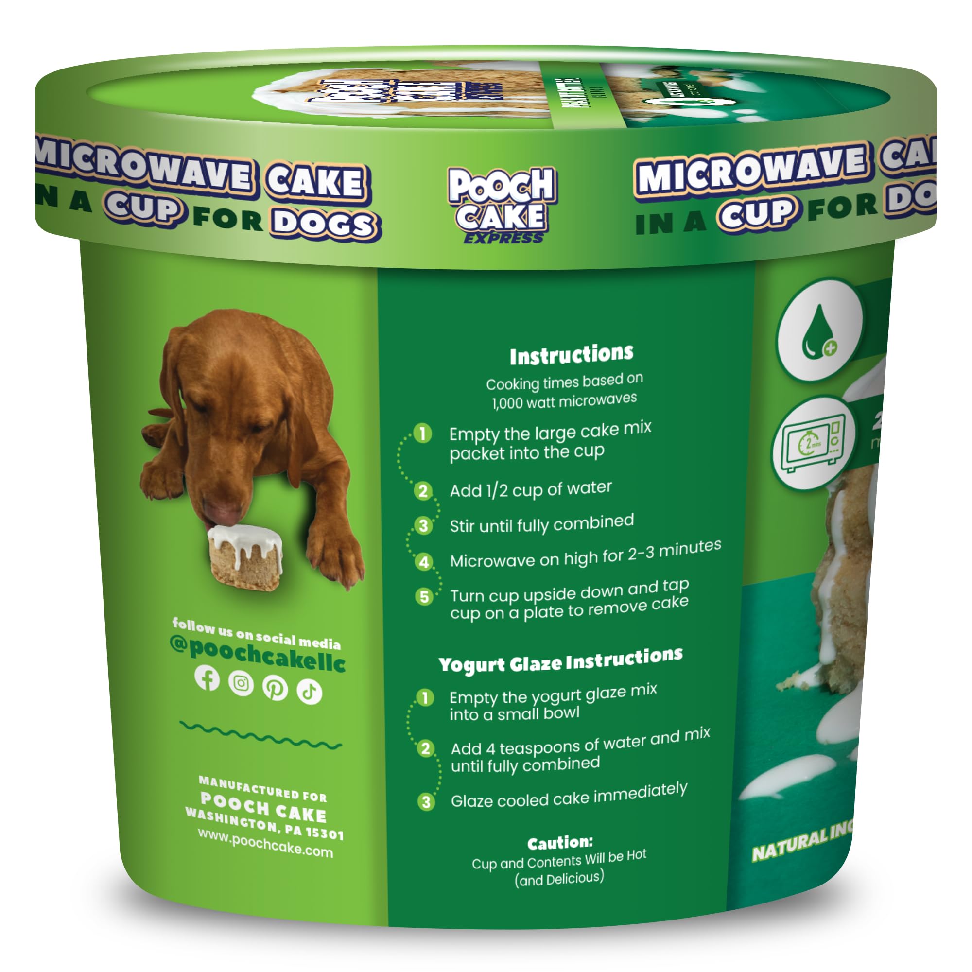 Pooch Cake Express - Microwave Cake in a Cup for Dogs - Peanut Butter Flavor