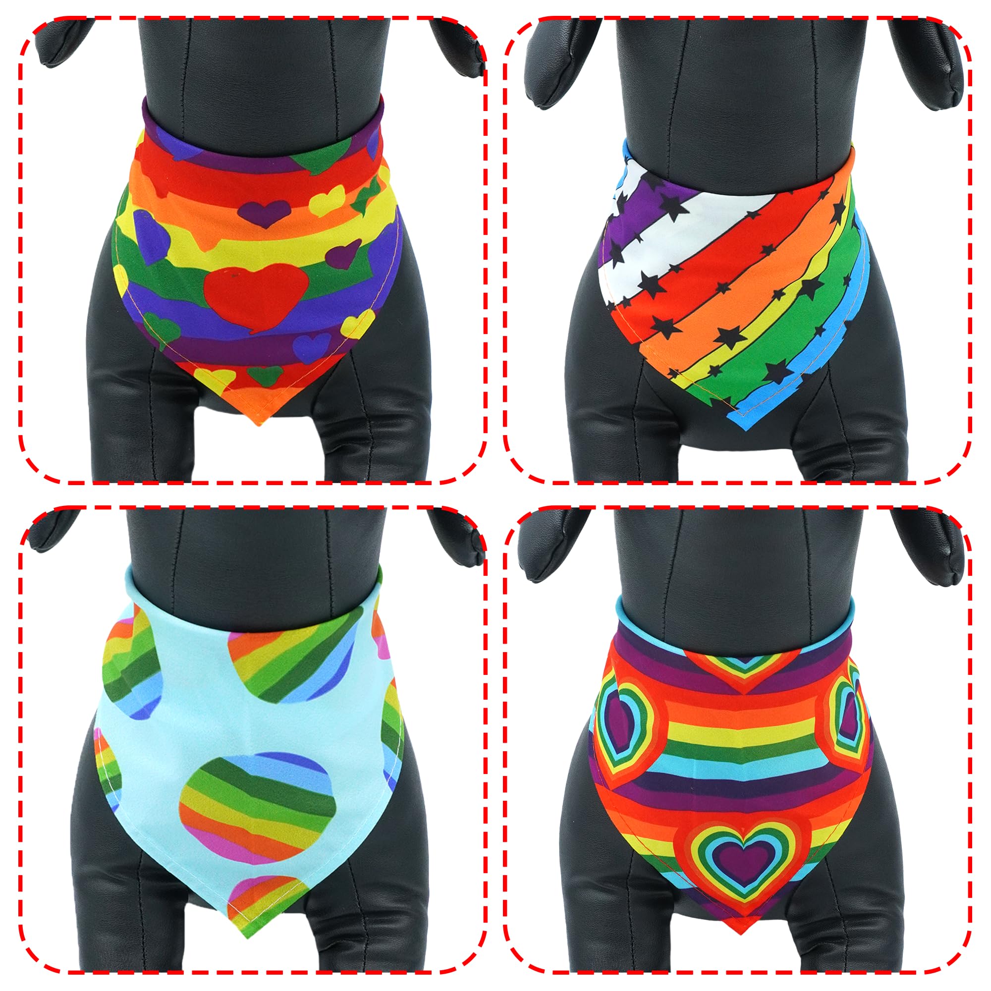 Jpgdn 50Pcs Pride Day Dog Bandanas Large Bulk For Large Extra Large Xl Xxl Boys Girls Adjustable Triangle Bibs Scarves Kerchief