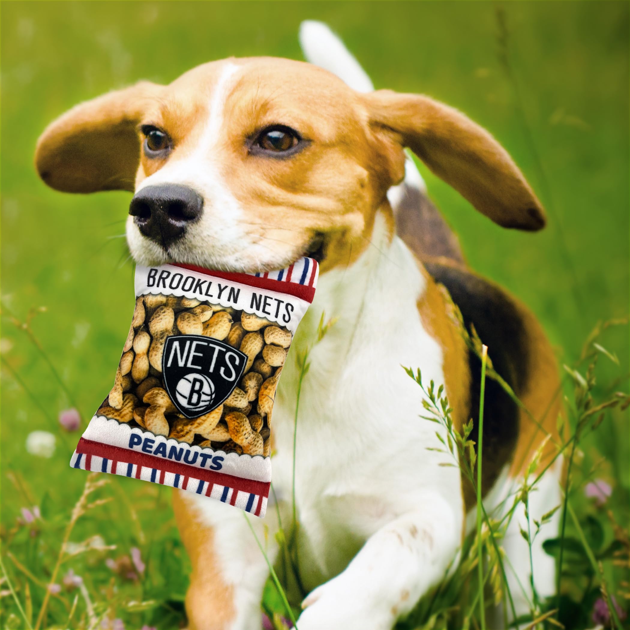 Pets First Nba Brooklyn Nets Crinkle Fine Plush Dog & Cat Squeak Toy - Cutest Stadium Peanuts Snack Plush Toy For Dogs & Cats Wi