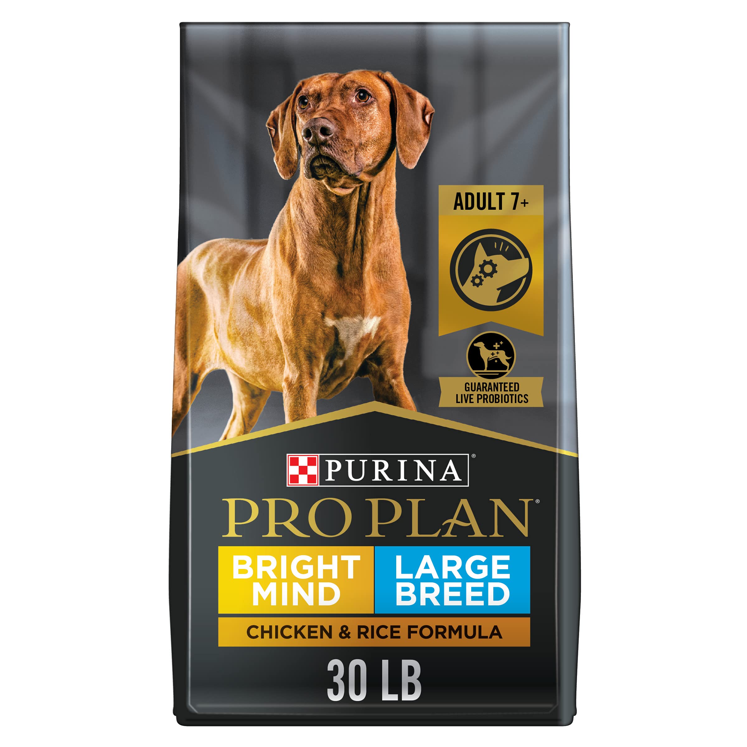 Purina Pro Plan Large Breed Senior Dog Food, Bright Mind 7+ Chicken & Rice Formula  30 lb. Bag