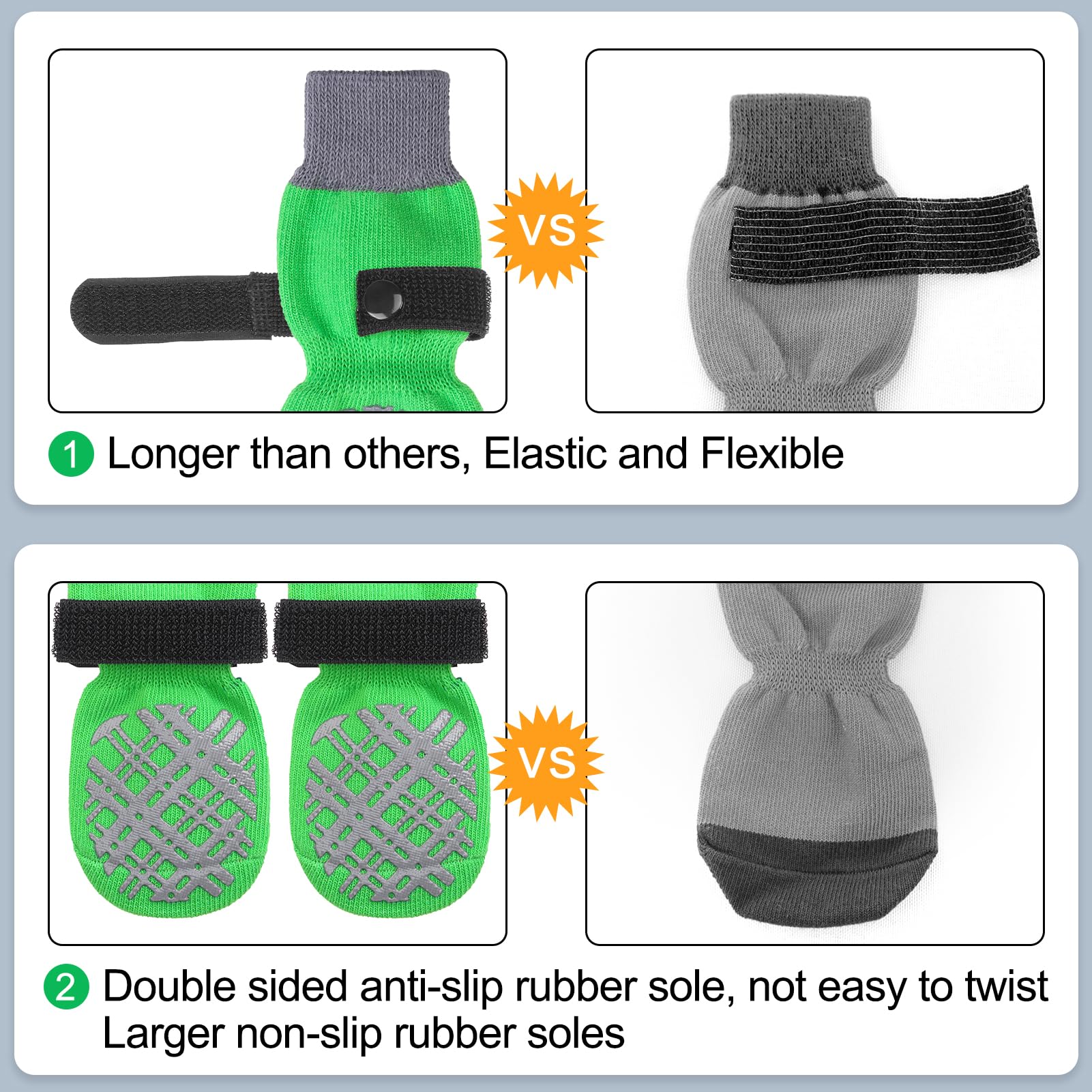 Beautyzoo Dog Socks For Hardwood Floors - Anti Slip Socks For Small To Large Dogs - Double Side Grips, Paw Protector