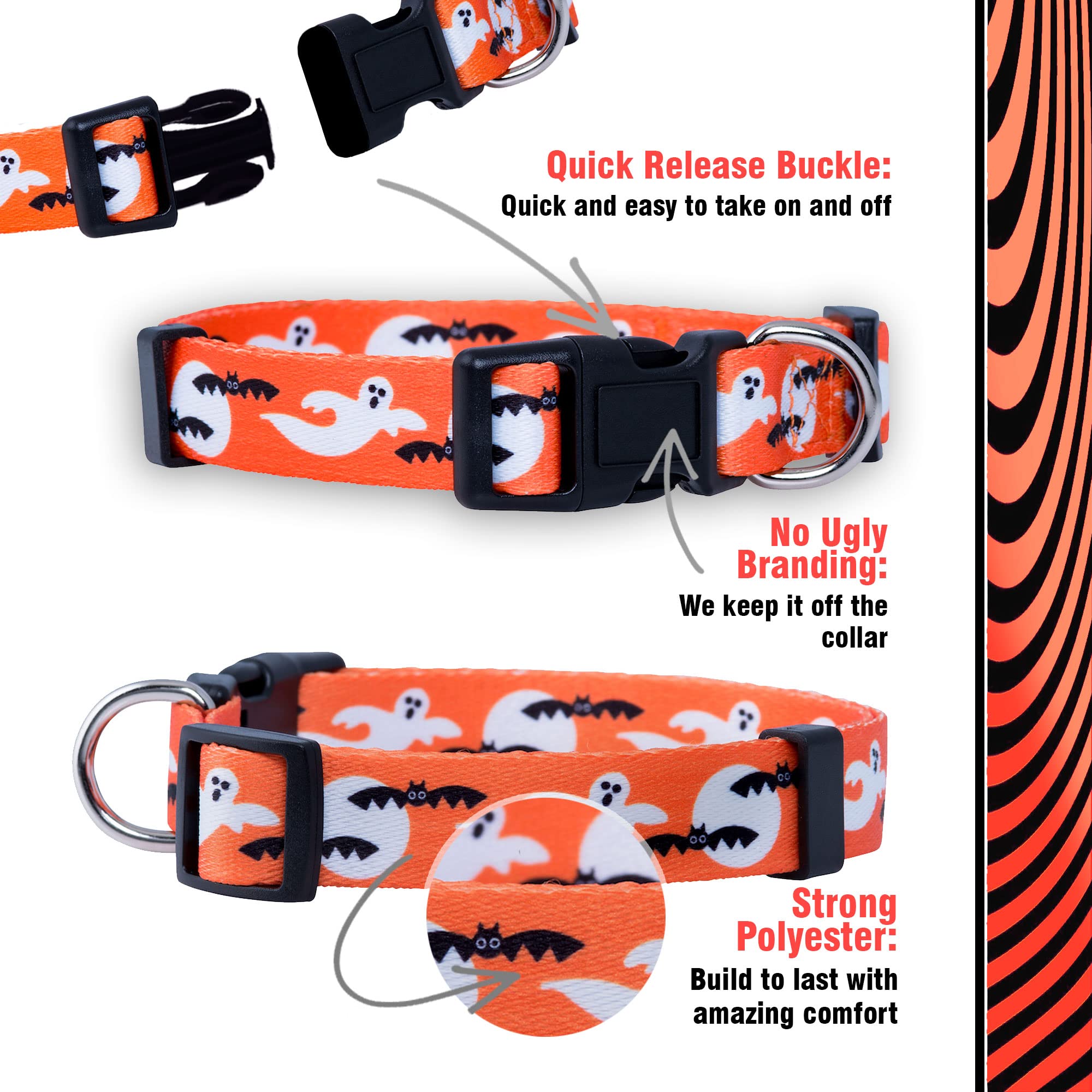 Native Pup Halloween Dog Collar (Small, Ghosts)