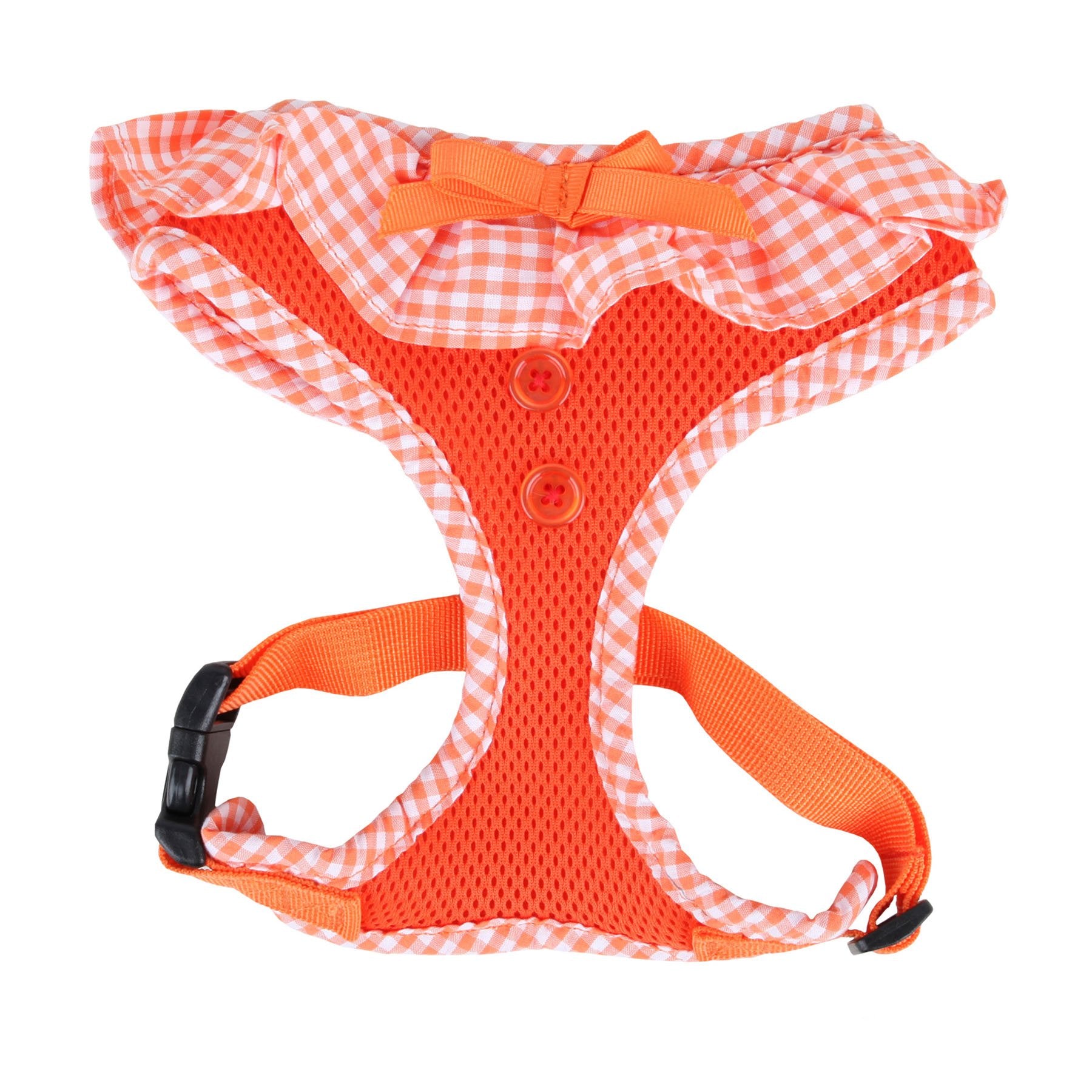Puppia Vivien Dog Harness Over-The-Head All Season Cute No Pull No Choke Walking Training Adjustable For Small Dog, Orange, Large