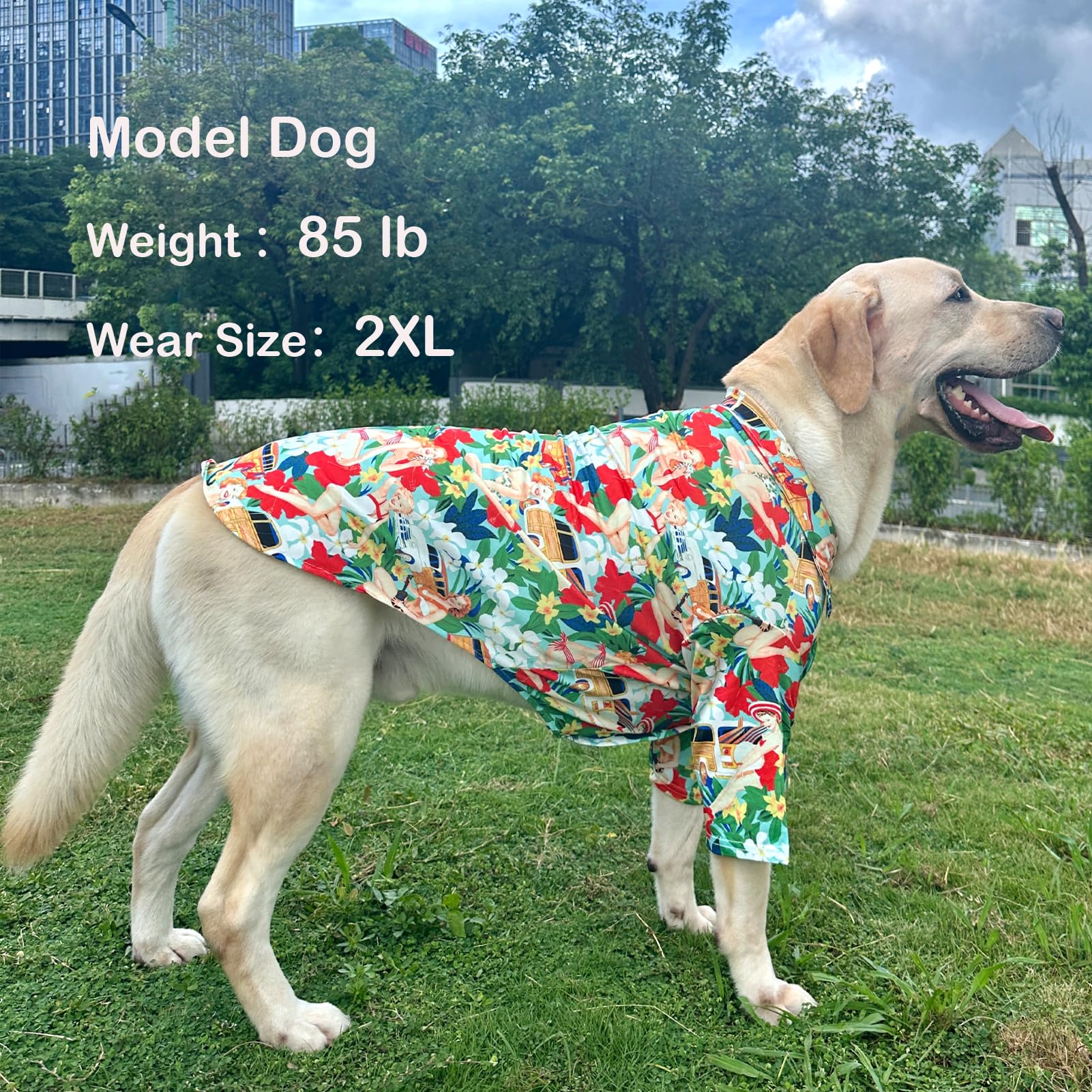 Dog Hawaii Shirt Beach Girls Prints Polo T-Shirts Breathable Cool Beach Style Summer Dog Clothes For Dog Boys Girls Shirt (Large