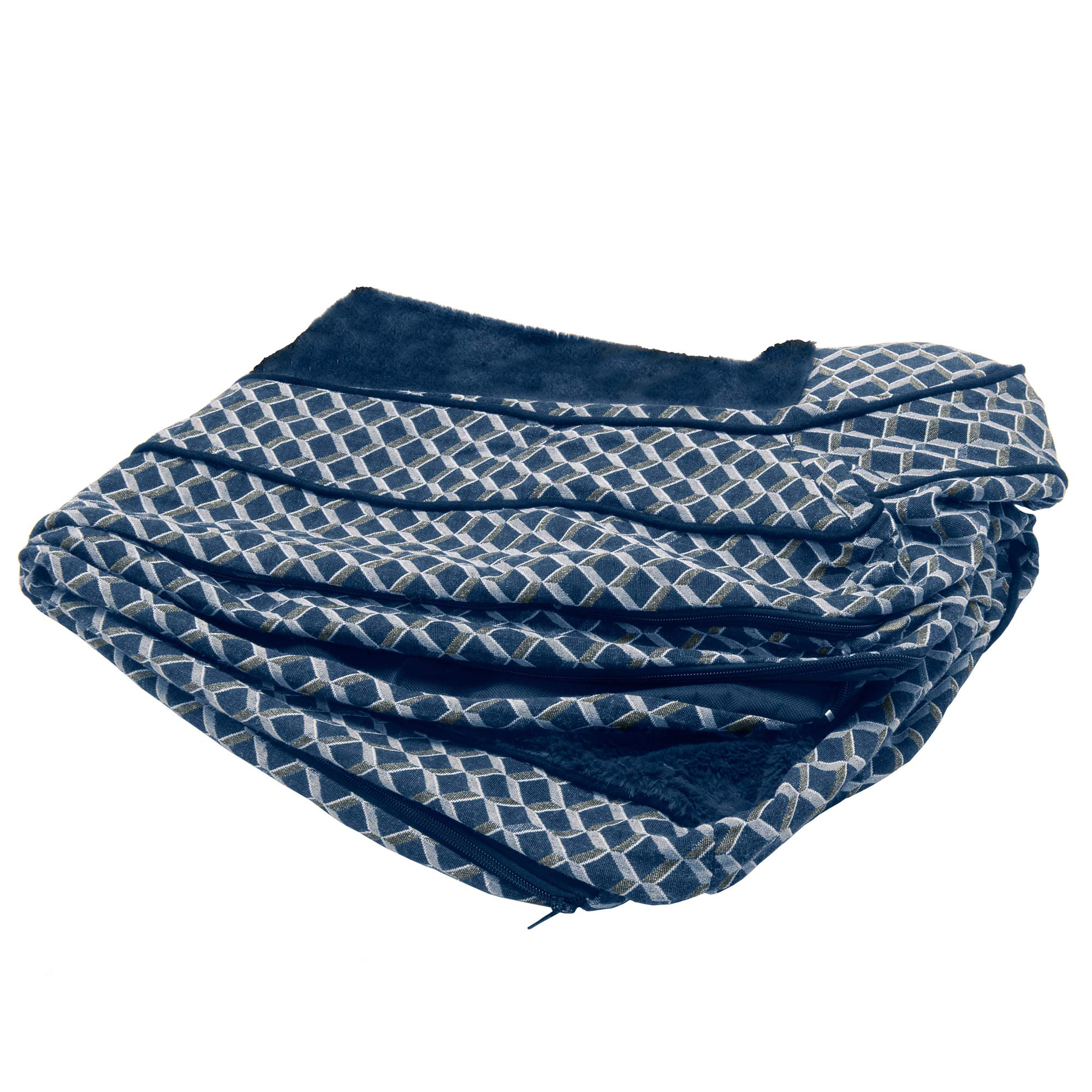 Furhaven Replacement Dog Bed Cover Comfy Couch Plush & D  Cor Sofa-Style, Machine Washable - Diamond Blue, Large