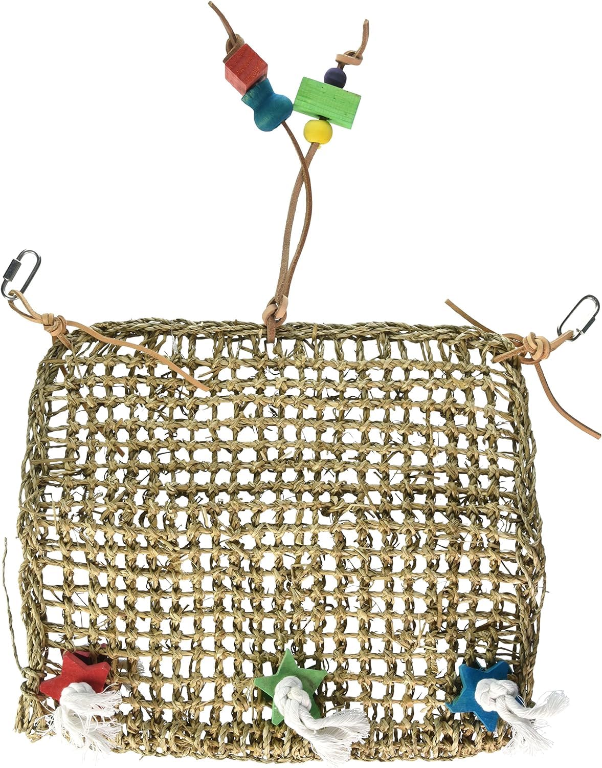 Penn-Plax Bird-Life Seagrass Mat for Birds - 13.75" Multi-color, Climbing & Exercise Toy with Cotton Ropes & Wood Accessories, Model BA1024