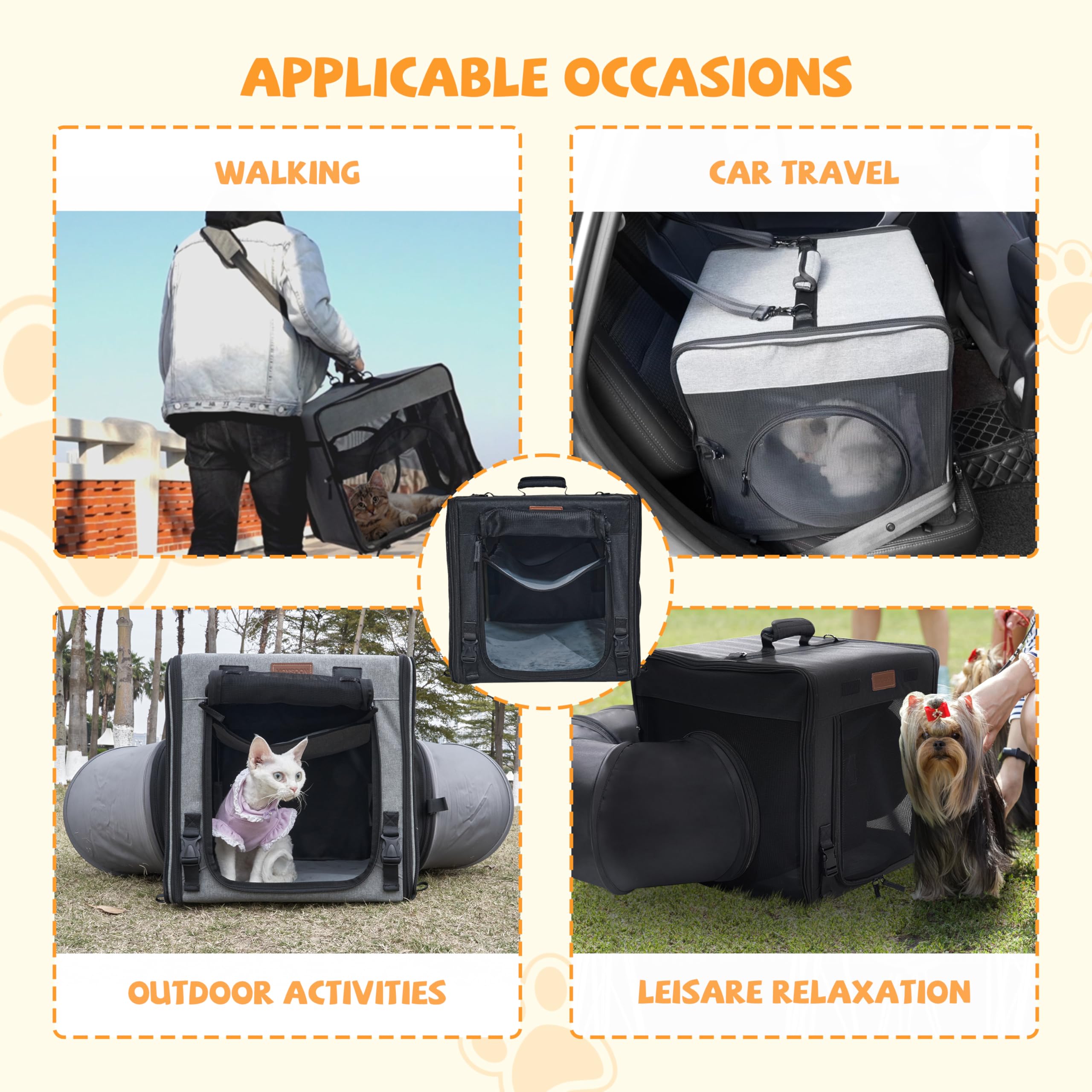 Cat Travel Carrier With Litter Box 2-In-1 Portable Double Cat Carriers For 2 Cats And Pet Shelter Ideal For Multiple Cats Soft F
