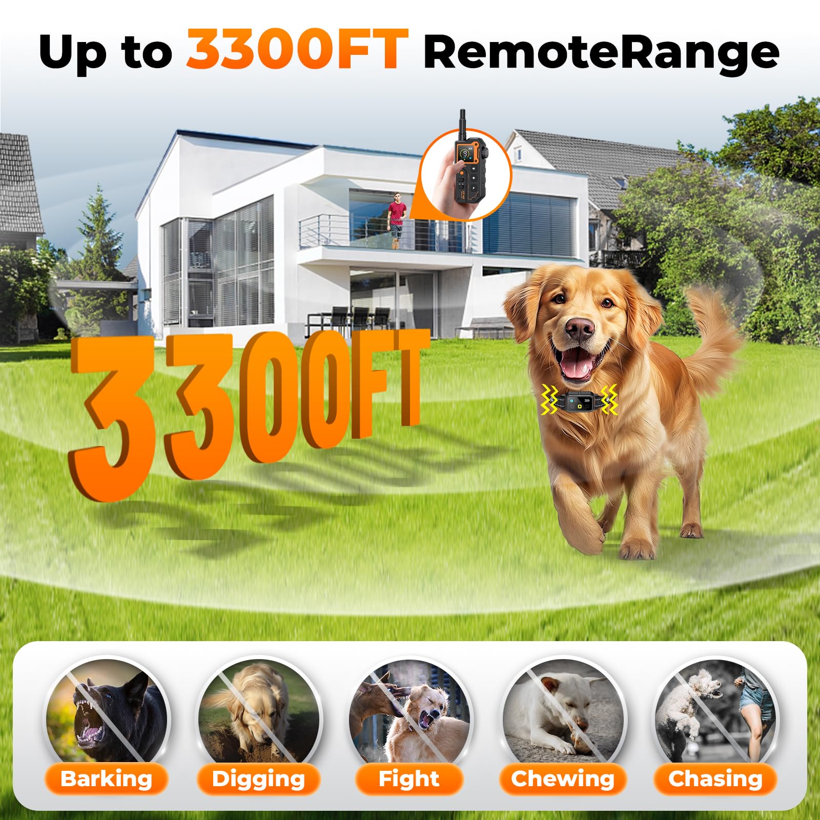 Ai Dog Shock Collar 2 Dogs (10-120Lbs) - 3300Ft Dog Training Collar With Remote, Ipx7 Waterproof Collar With Beep, Vibration, Sa