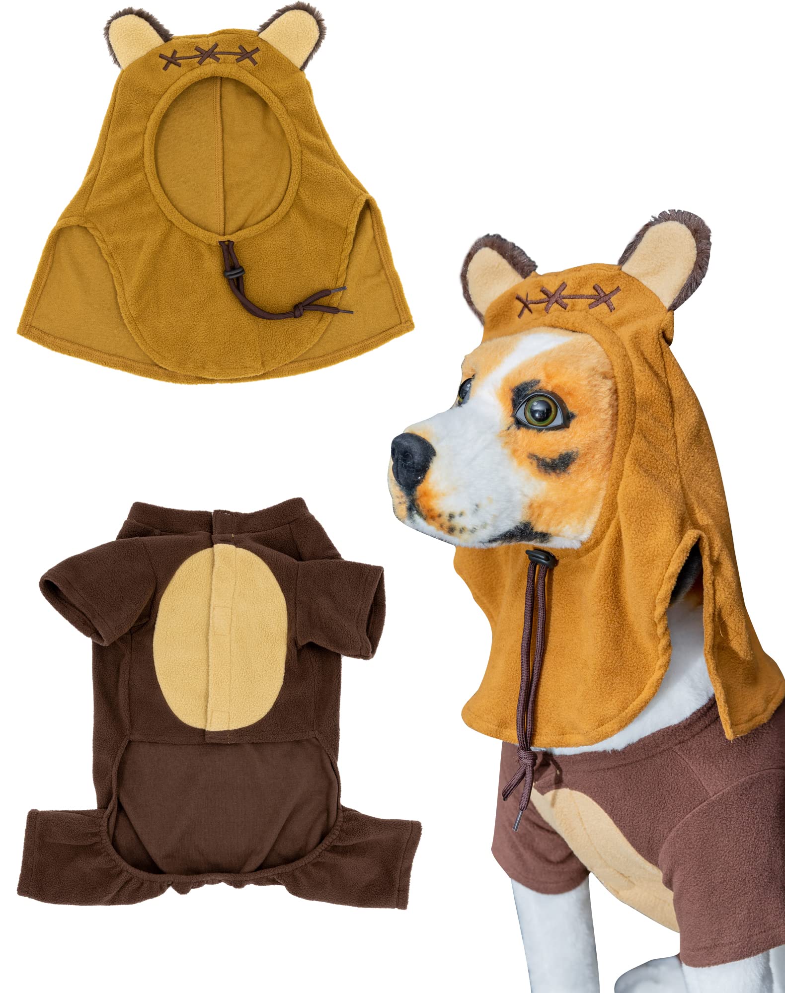 Bear Pet Costume Ears Hat Sweater Furry Clothes Cute Halloween Cosplay Costumes For Small Medium Large Dogs Cats (Medium)