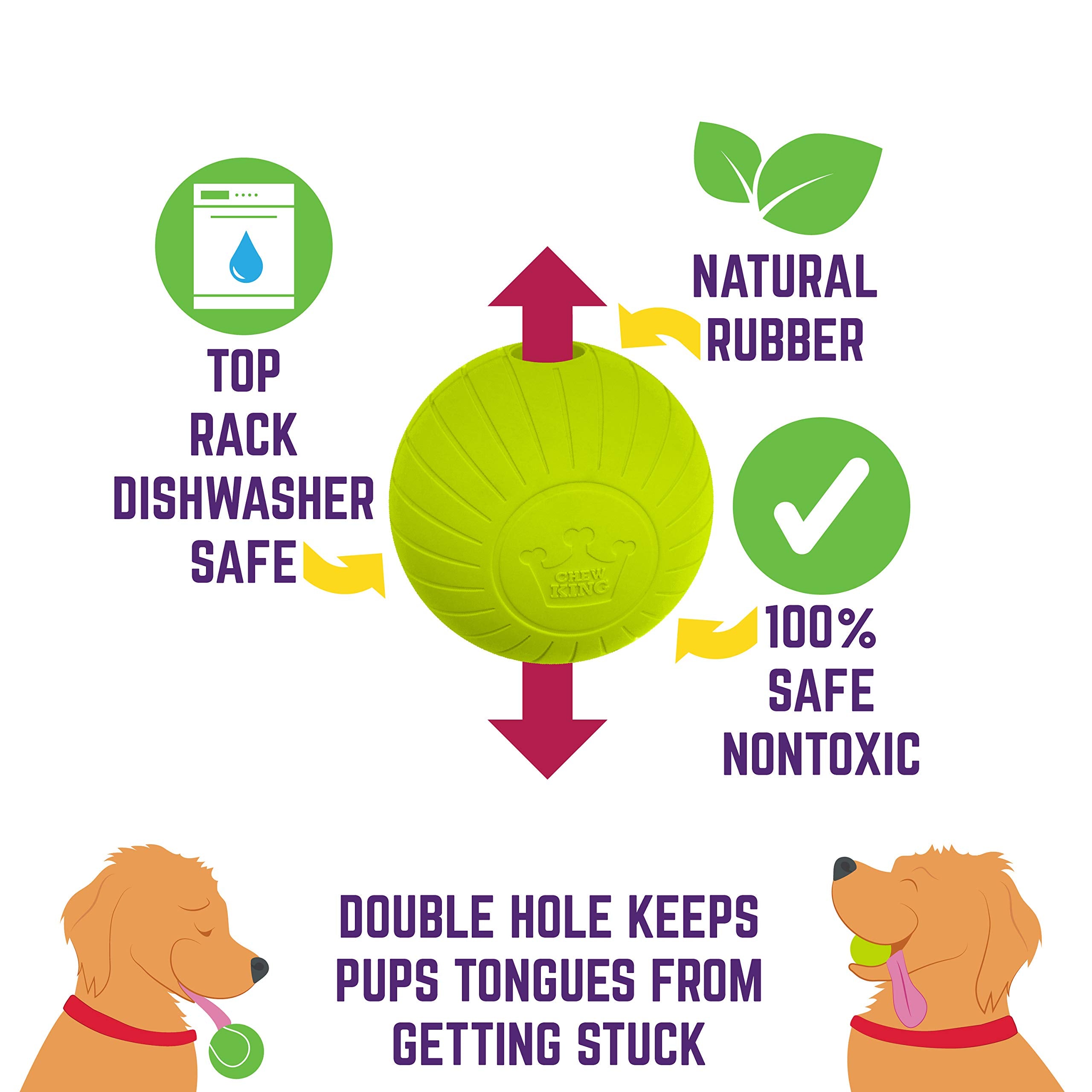 Chew King Supreme Rubber Fetch Balls - Extremely Durable Natural Rubber Toy, 2.5 Inch, Yellow (Cm-10066-Cs01), 2.5'' (Medium)