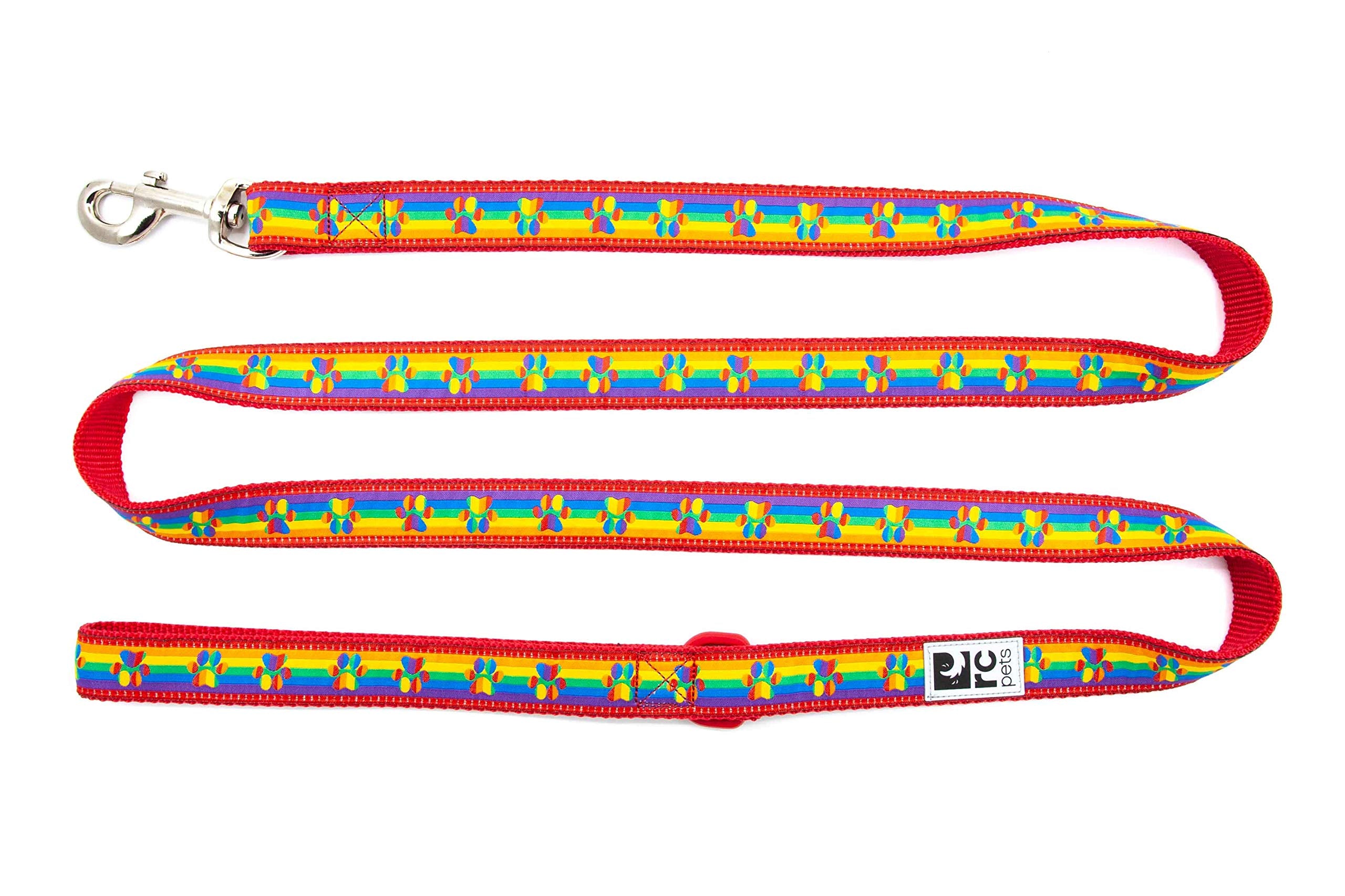 Rc Pets 1/2'' X 6' Dog Leash, Rainbow Paws