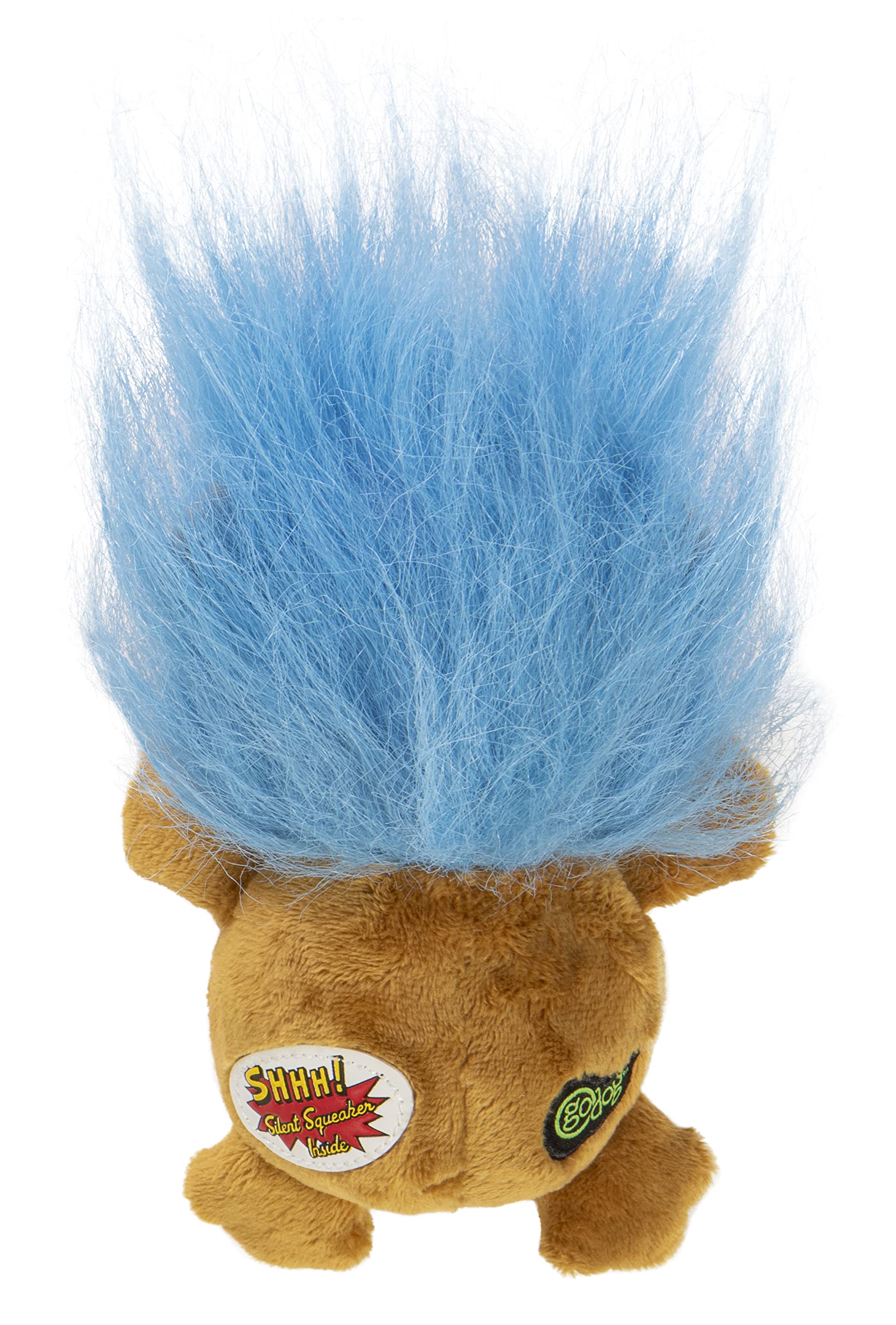 Godog Crazy Hairs Lion Silent Squeak Plush Dog Toy, Chew Guard Technology - Tan, Small