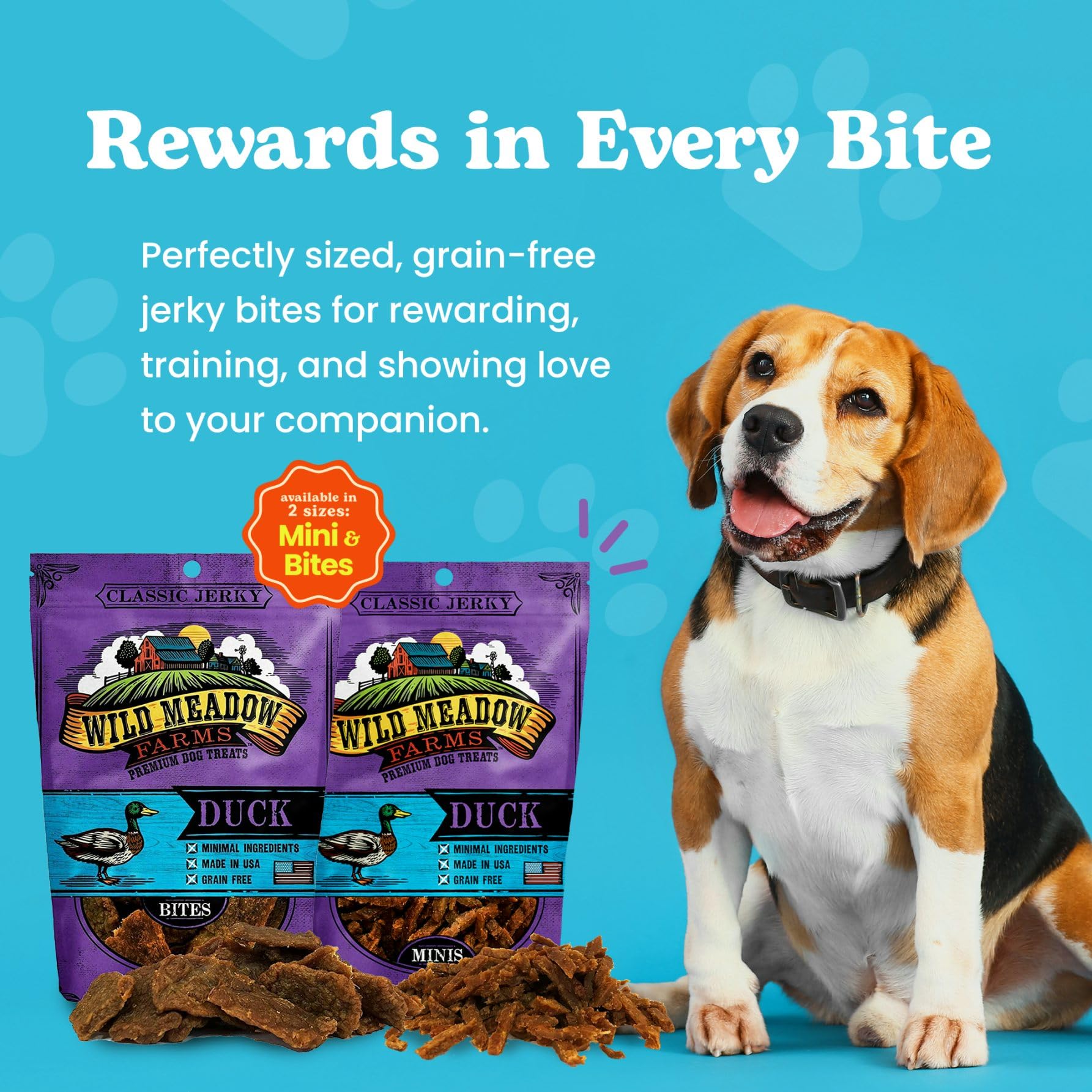 Wild Meadow Farms - Classic Duck Bites, Soft Jerky Treats for Dogs, Grain-Free & All-Natural, Ideal for Training, Portioning, an