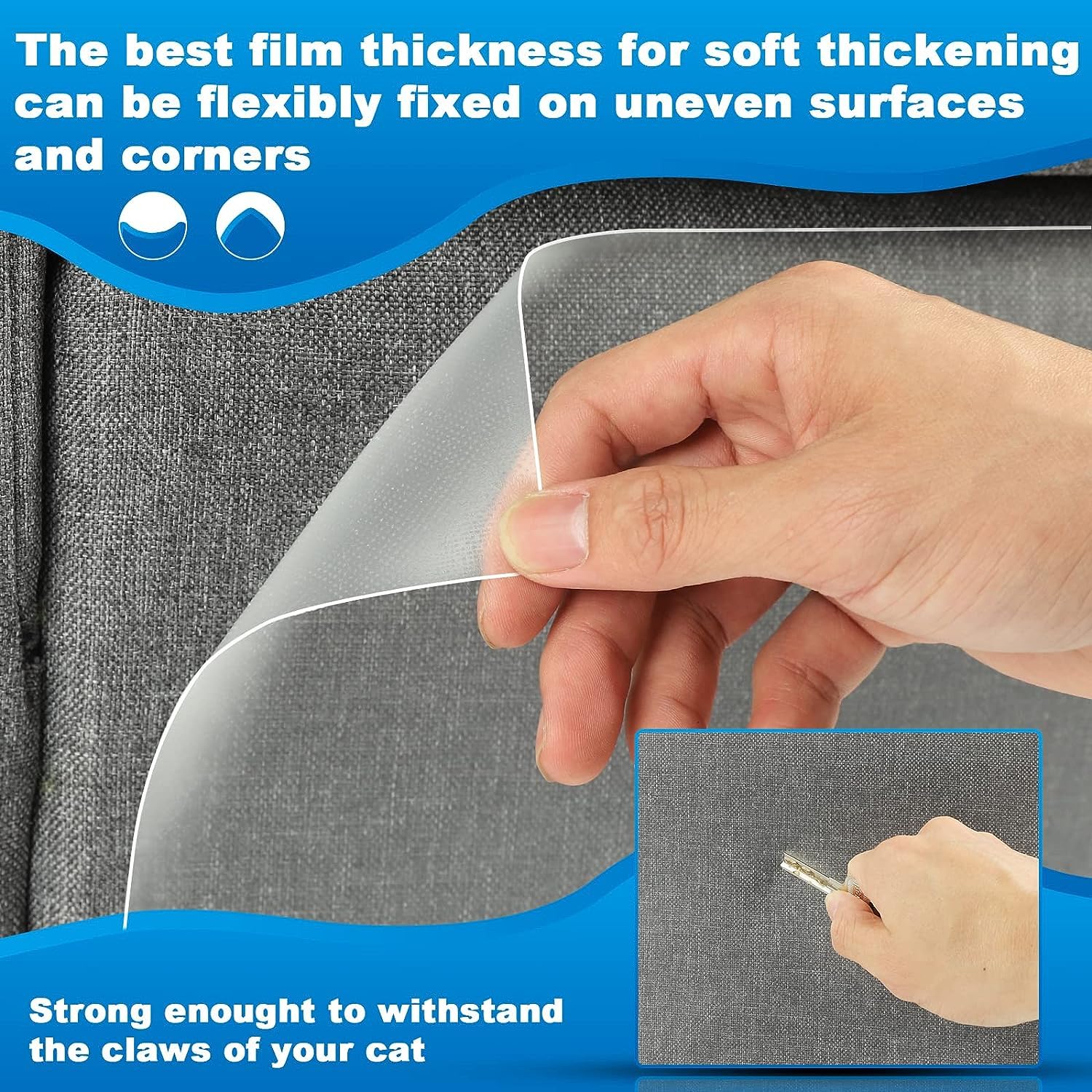Mioule Anti Cat Scratch Furniture Protectors From Cats Scratching Stop, 12 Pack Self-Adhesive Single Side Couch Sofa Corner Prot