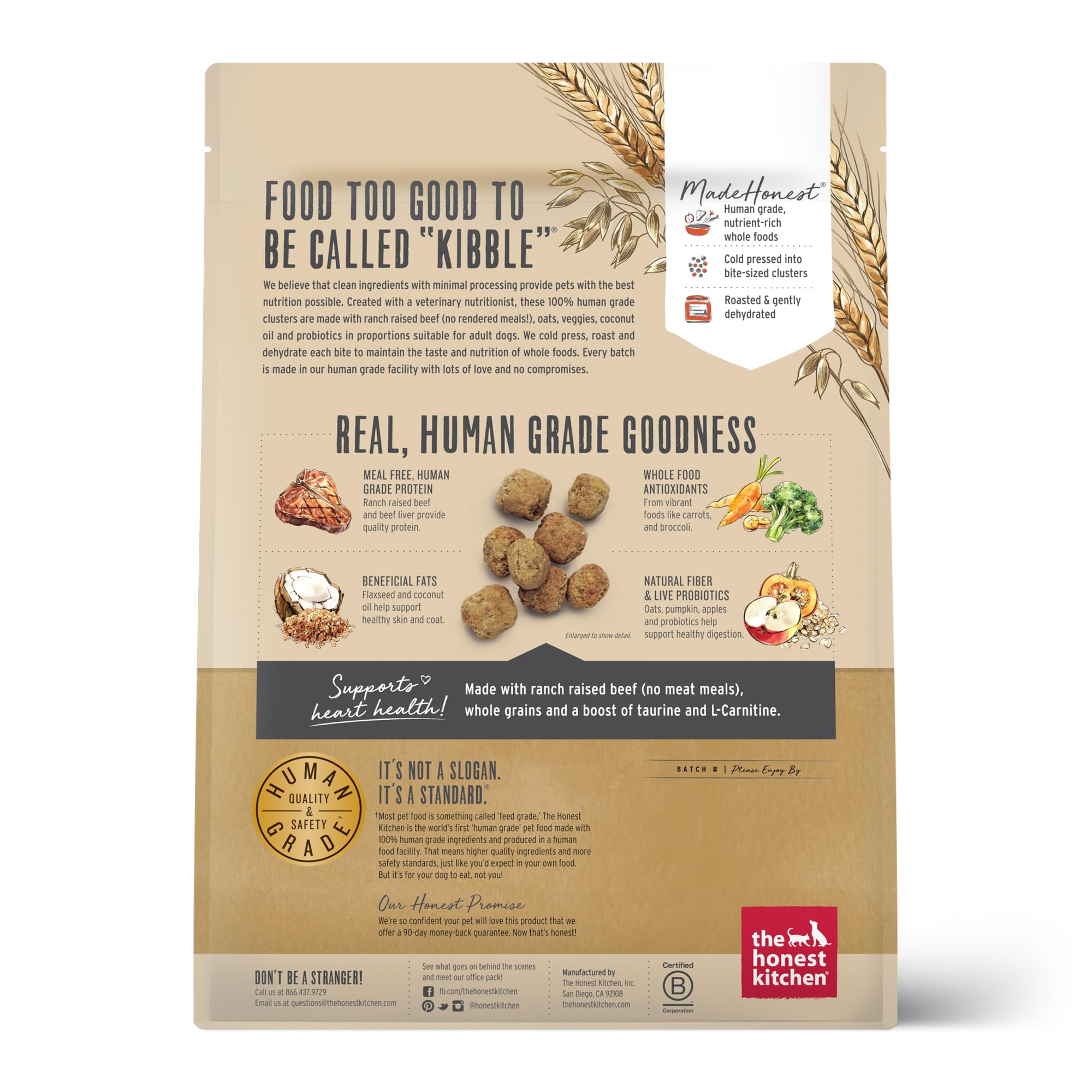 The Honest Kitchen Whole Food Clusters Whole Grain Beef & Oat Dry Dog Food, 5 lb Bag