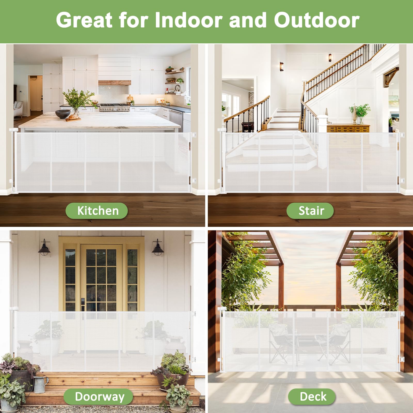 Reinforced 100 Inch Retractable Baby Gates for Doorways Extra Wide Baby Gates for Large Openings with Support Rods Retractable B