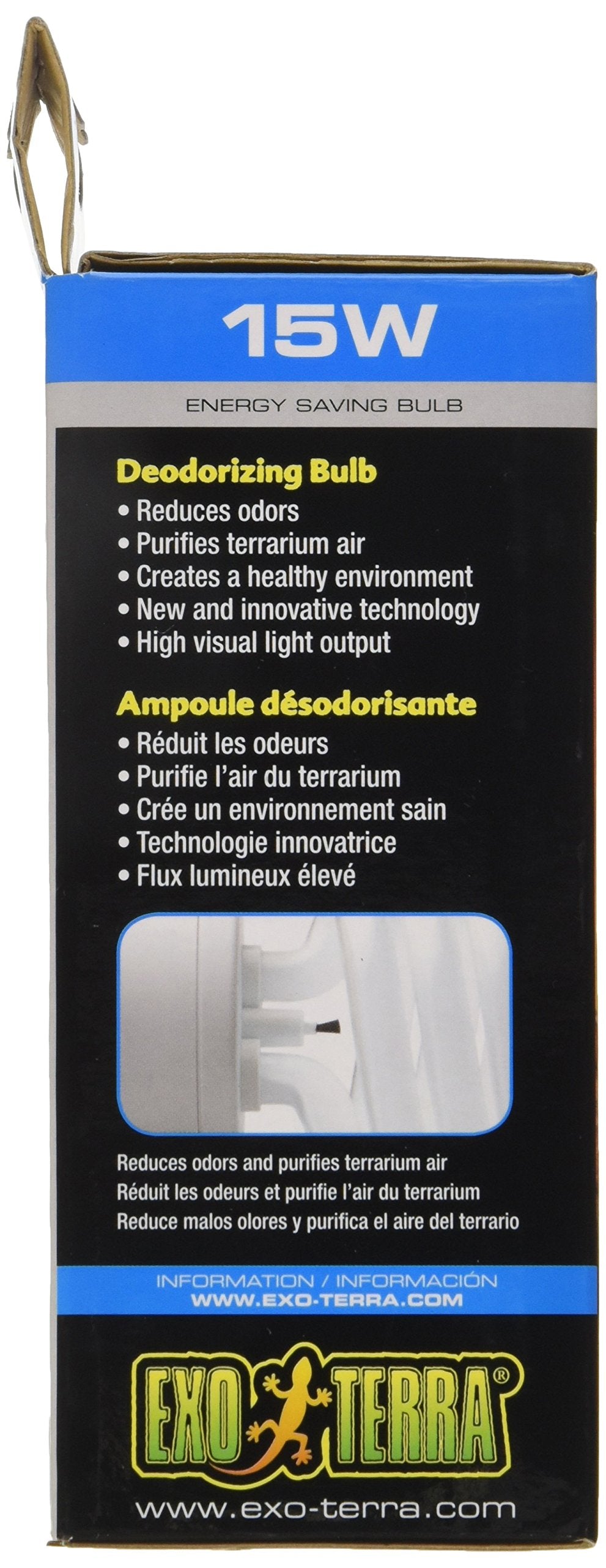 Exo Terra Natural Light Ion, Reptile Terrarium Deodorizing Light Bulb, 15 Watts, Pt3785