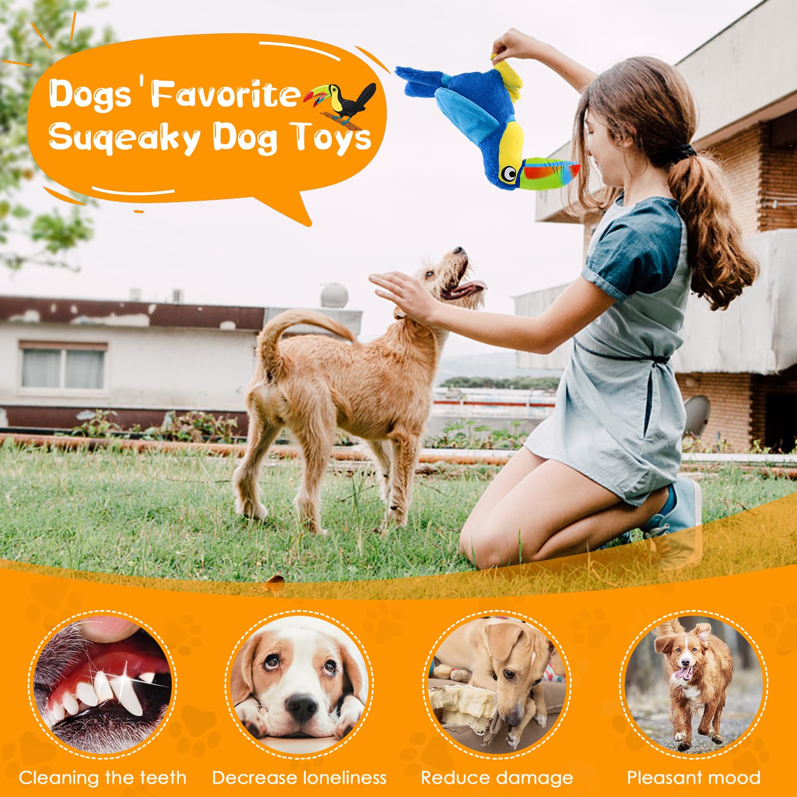 Wowbala Large Squeaky Dog Toys: Big Plush Dog Chew Toys For Small, Medium, Large Dogs-Puppy Toys To Keep Them Busy
