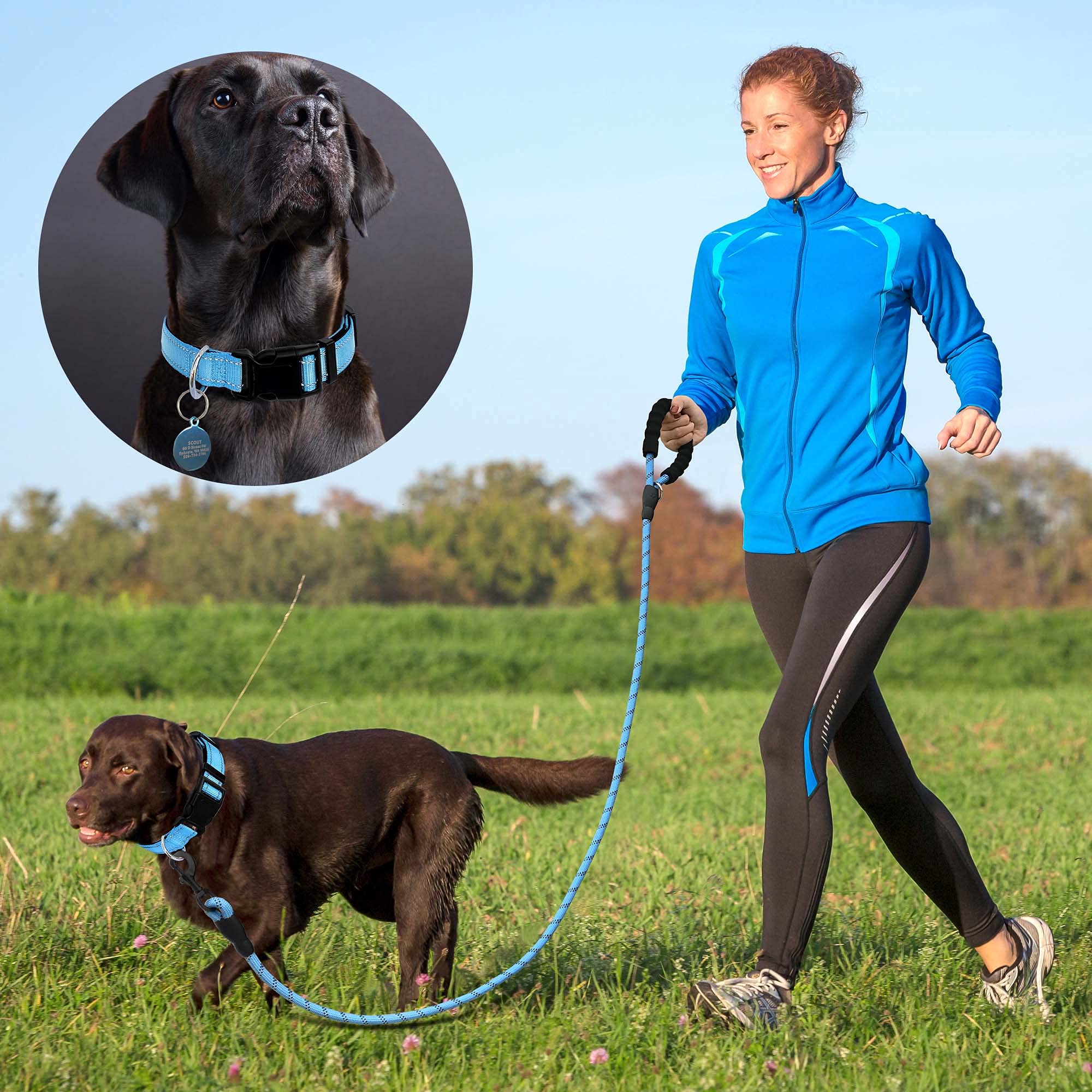 Ladoogo Reflective Dog Collar Padded With Soft Neoprene Breathable Adjustable Nylon Dog Collars For Small Medium Large Dogs (Med