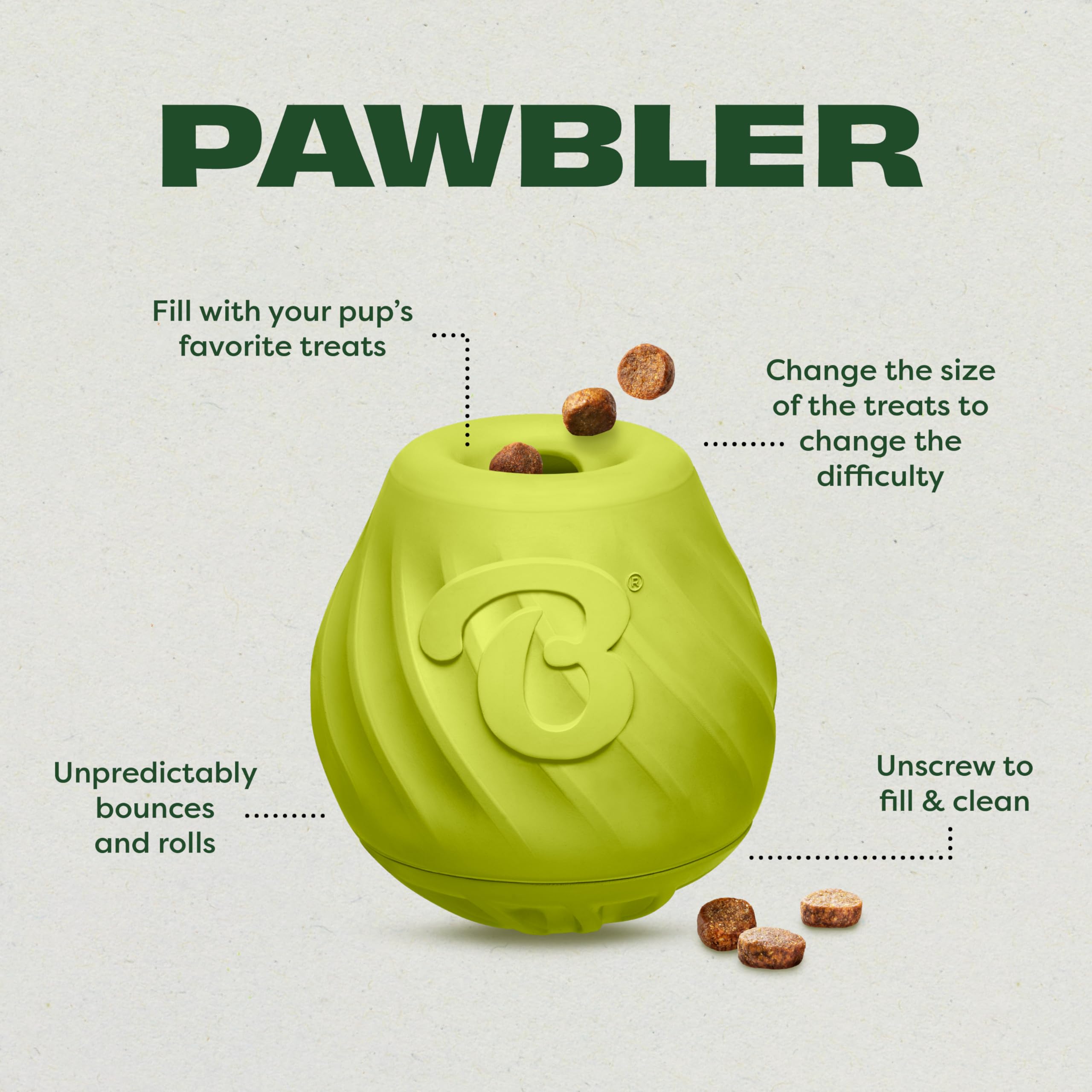 Benebone 3-Pack Ball/Bone Medium/Pawbler Rubber Pet Toys