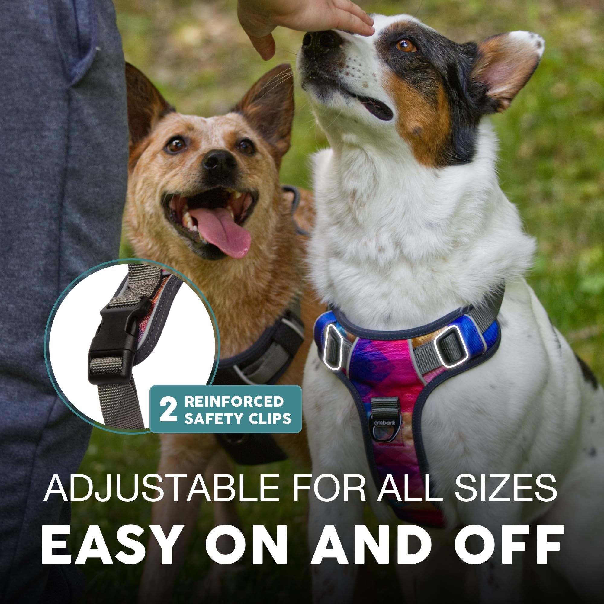 Embark Urban Dog Harness, Reflective Trim No Pull Dog Harness For Large Dogs - Military Grade Nylon, Front Clip Dog Harness With Gel Lined Handle. Soft & Padded Puppy Dog Harnesses For Any Breed